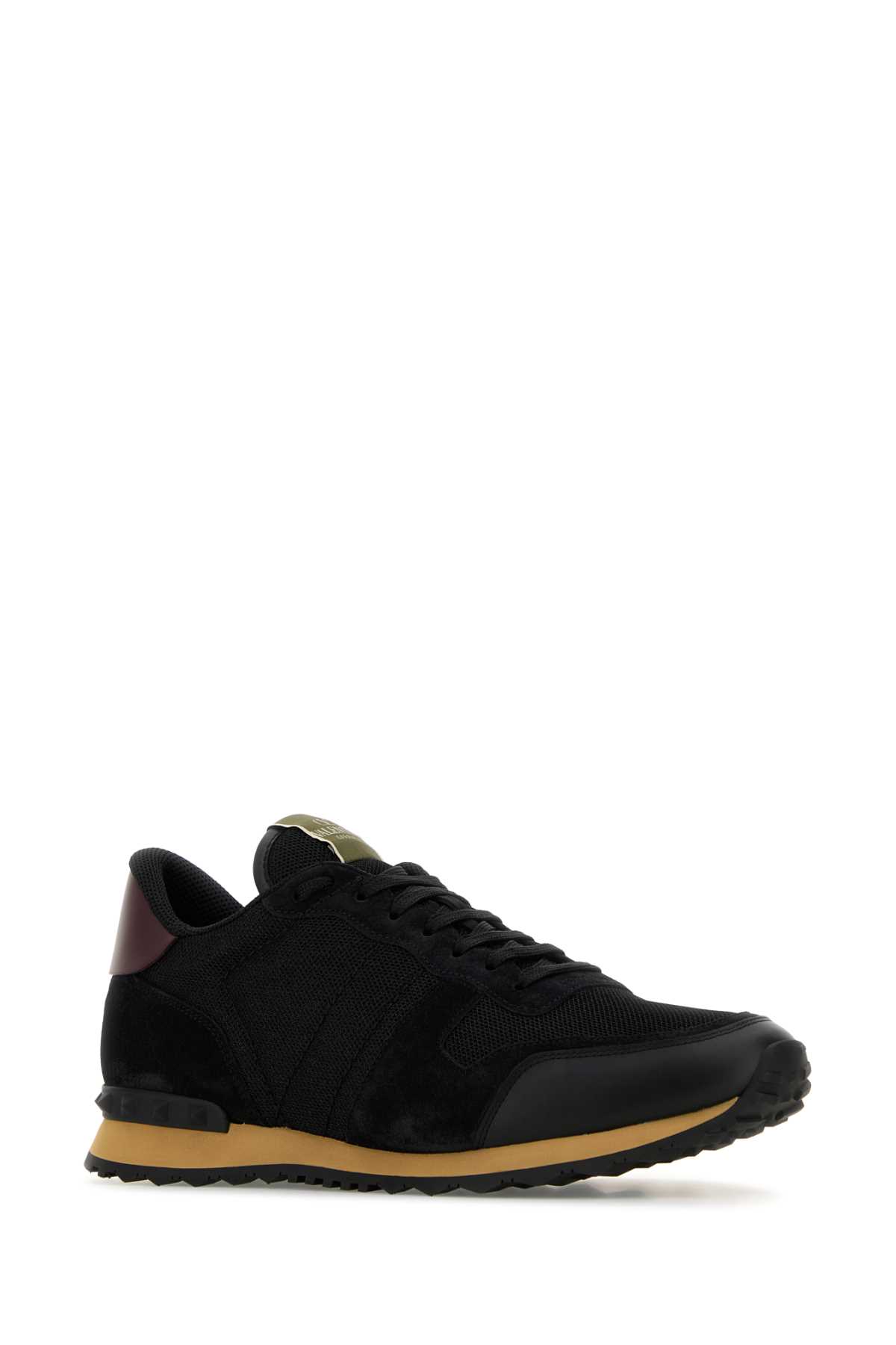 Shop Valentino Black Fabric And Suede Sneakers In Neroneroneronerorubinbeneronero