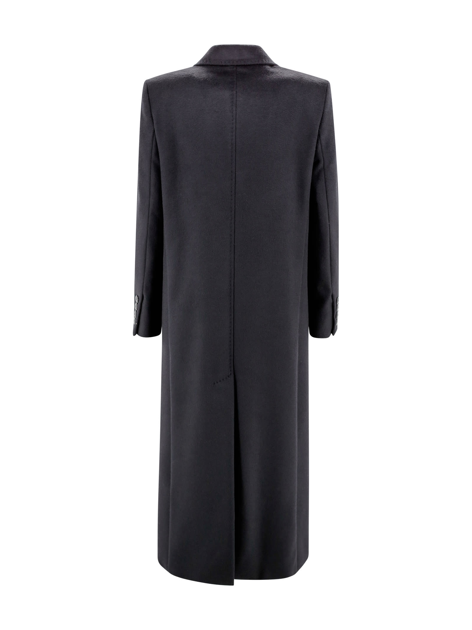 Shop Max Mara Long Double-breasted Wool Coat In Black