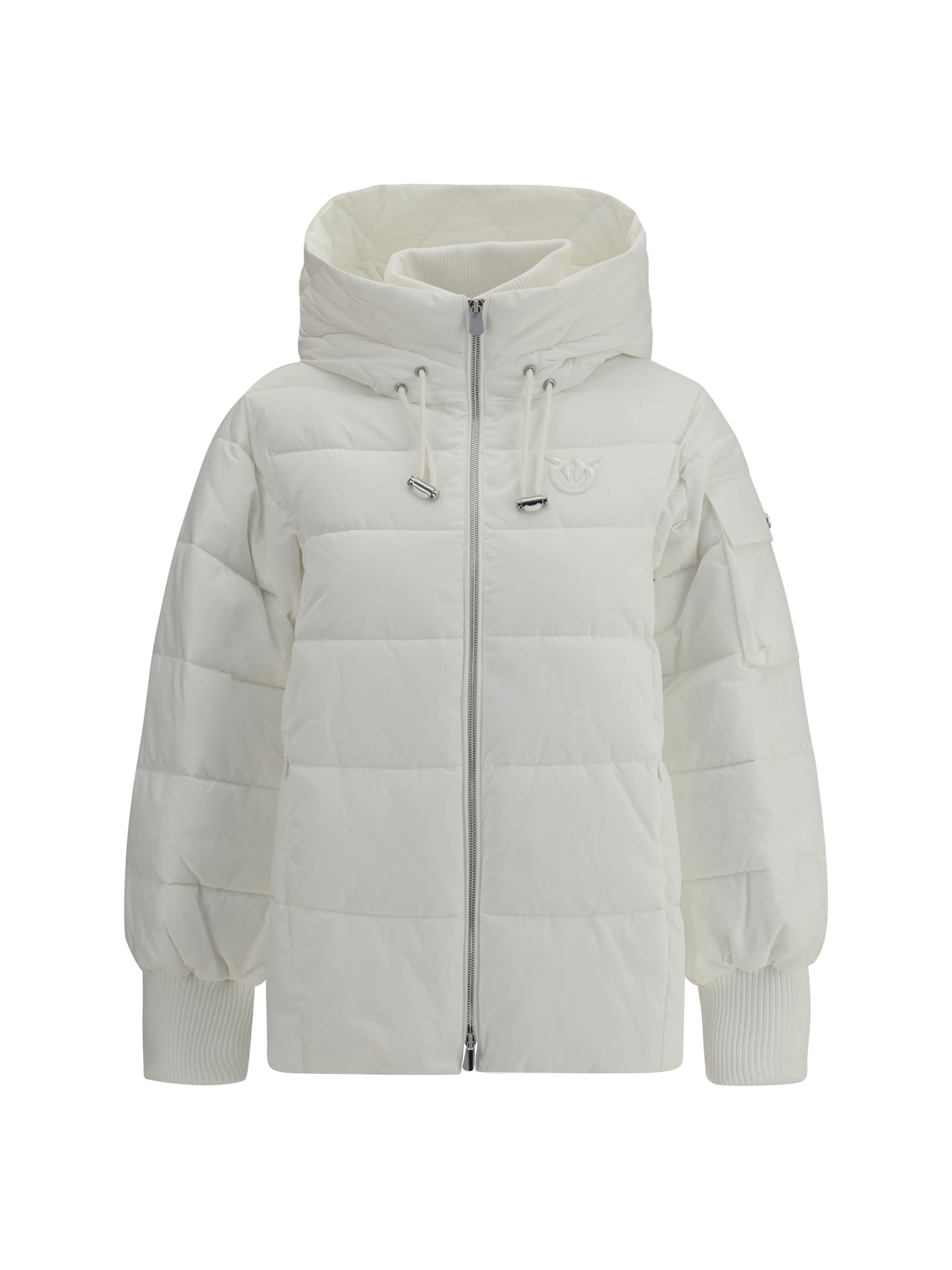 Pinko -line Down Jacket With Logo Patch In White