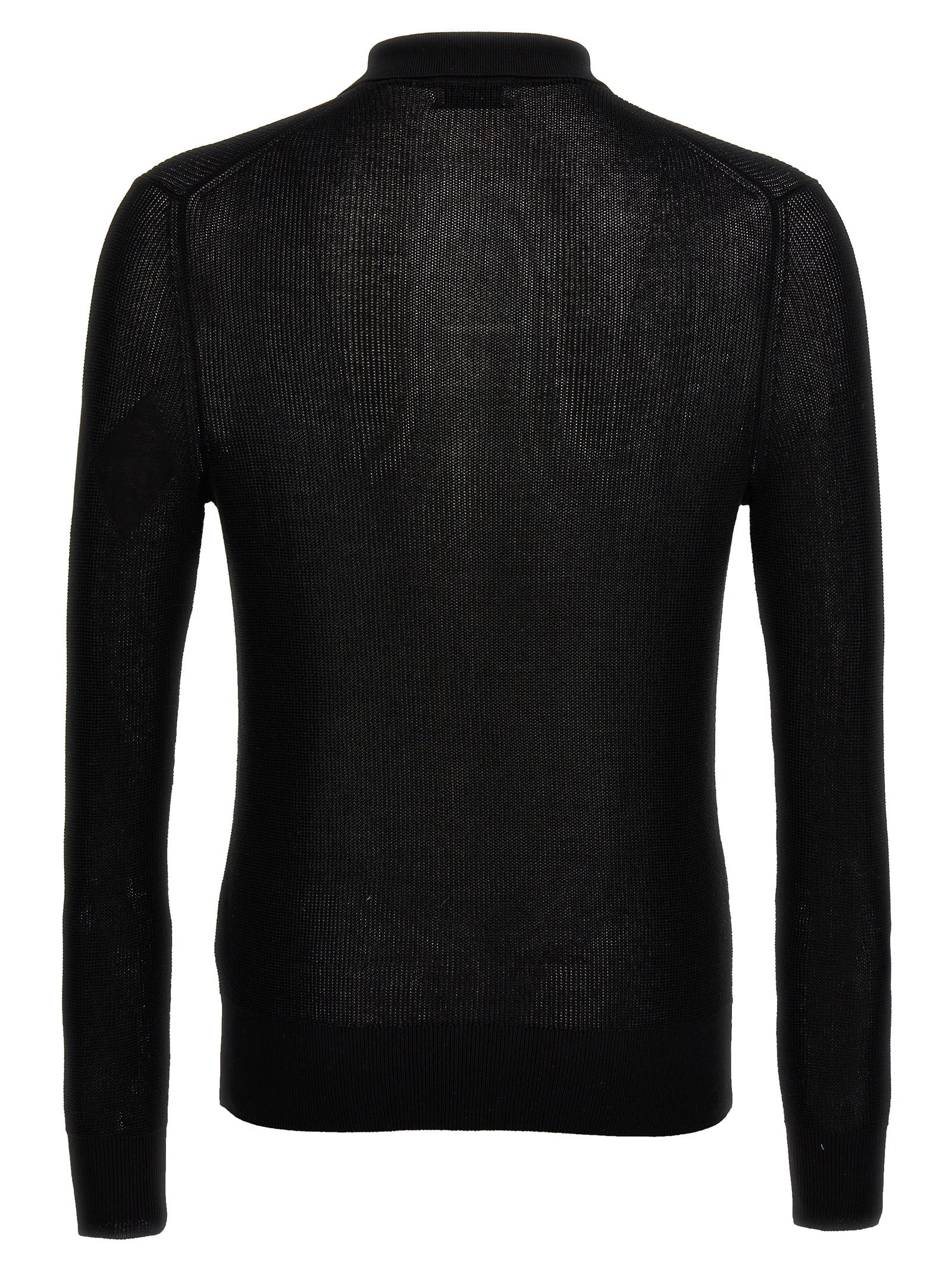Shop Ballantyne Cotton Knit Polo Shirt In Black