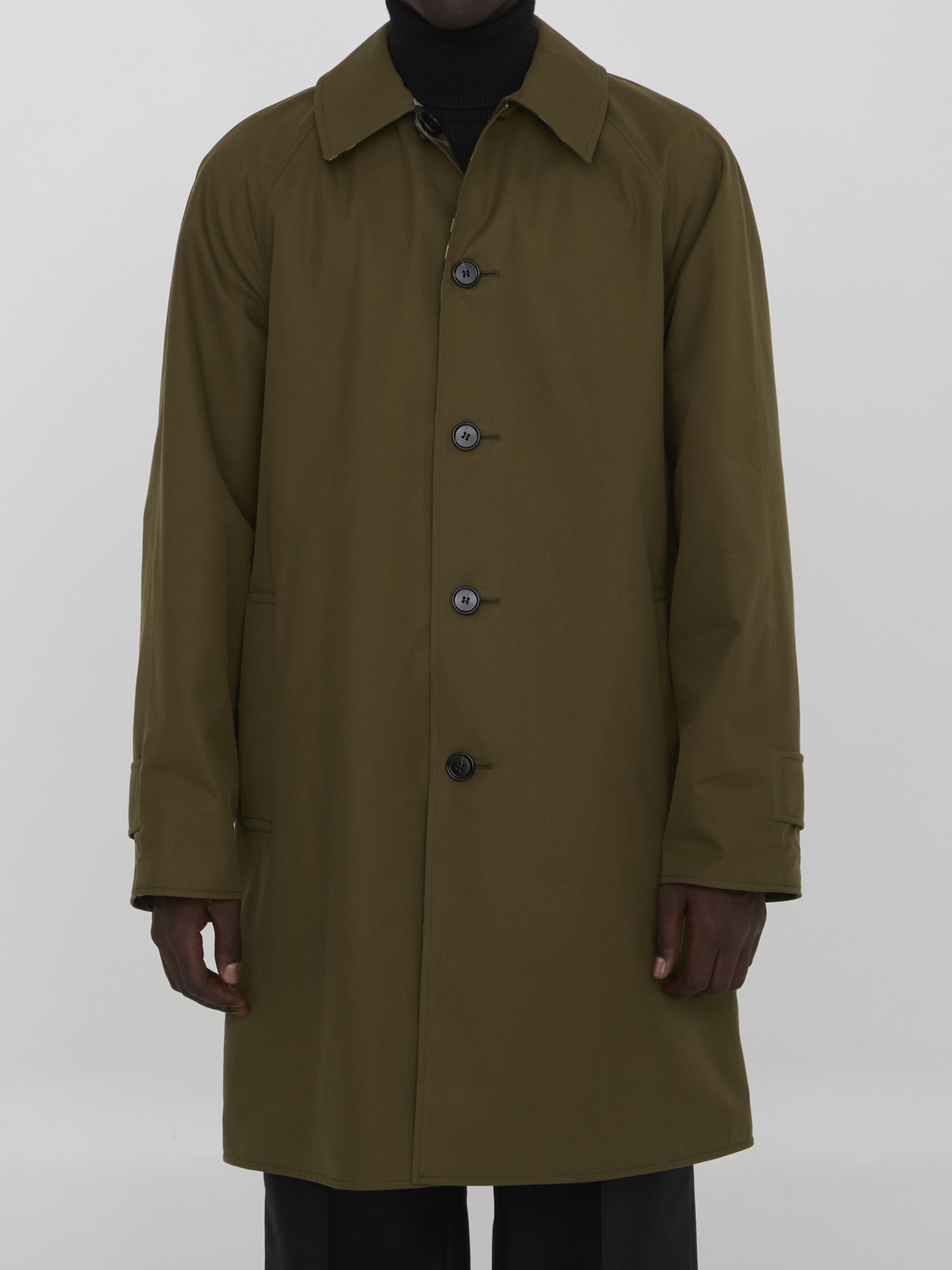 Shop Burberry Reversible Raincoat In Green