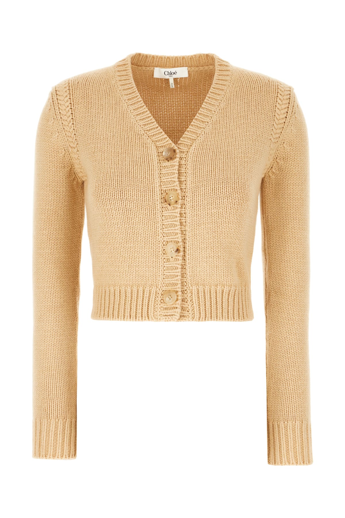 Shop Chloé Beige Cotton And Cashmere Cardigan In Ultimate Nude