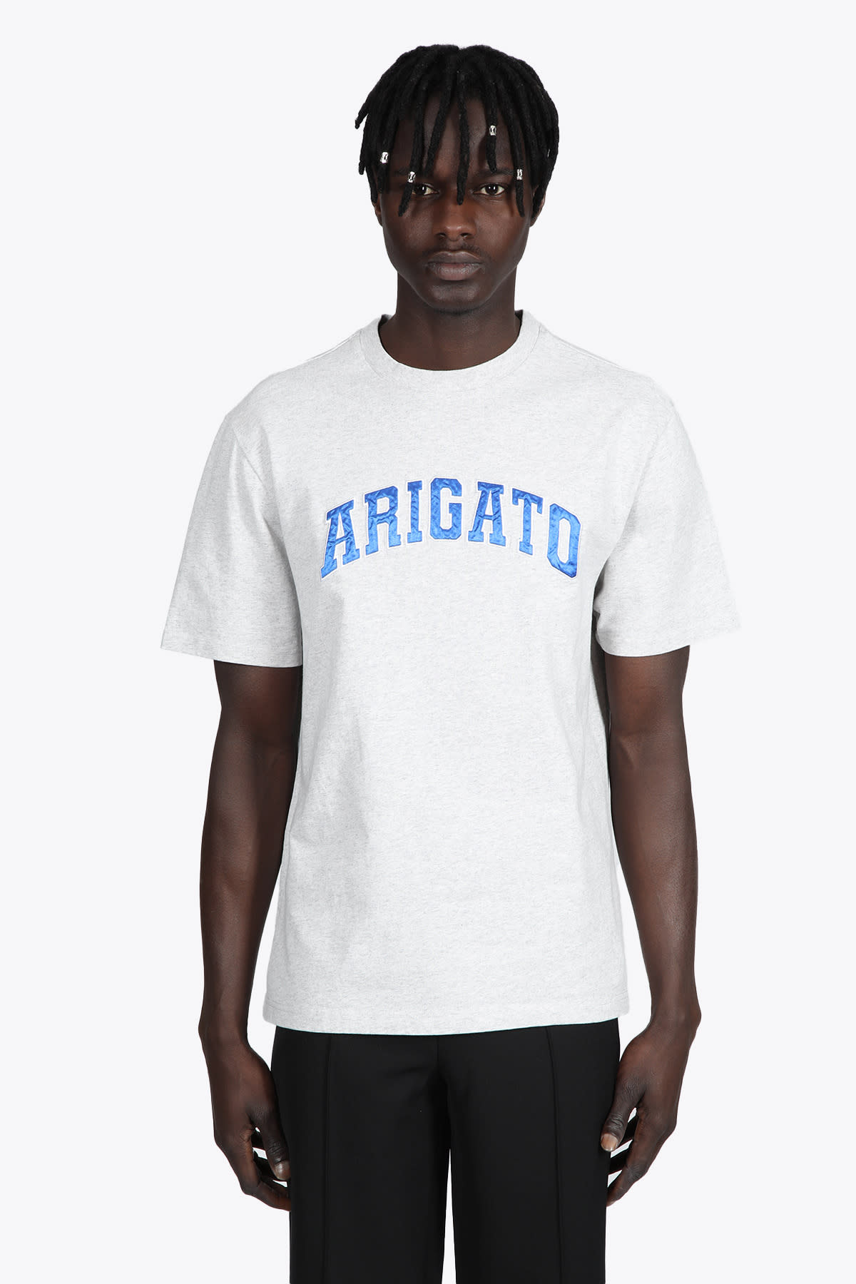 Axel Arigato College Logo T-shirt Melange grey cotton t-shirt with logo - College Logo T-shirt