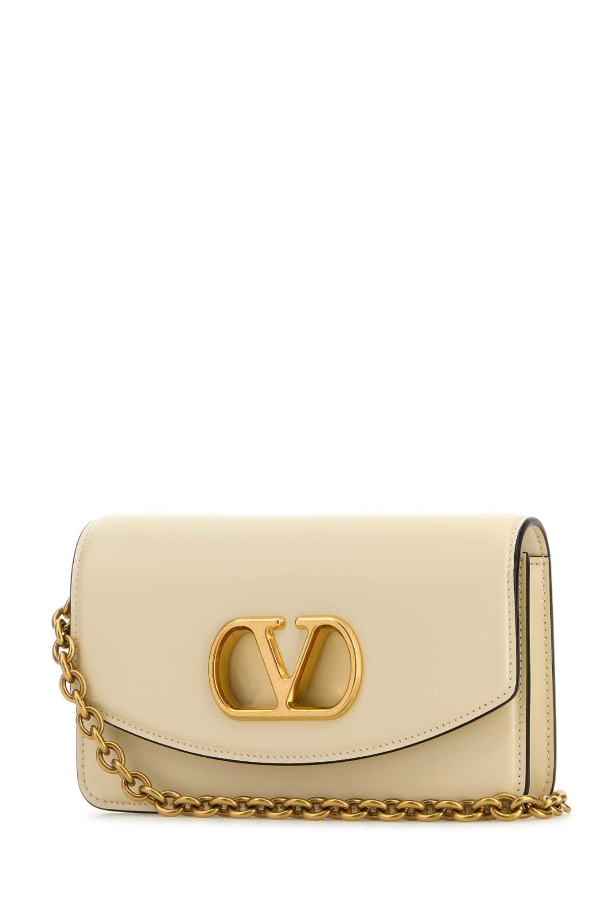 Valentino Garavani Garavani Vain Clutch Bag In Shiny Calfskin Woman Butter Uni In White