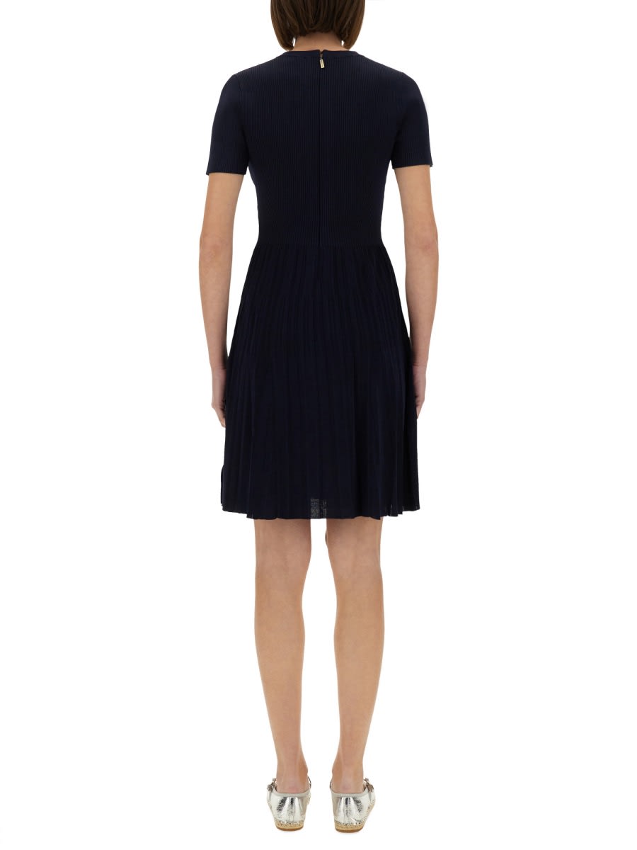 Michael Kors Ribbed Knit Dress In Blue
