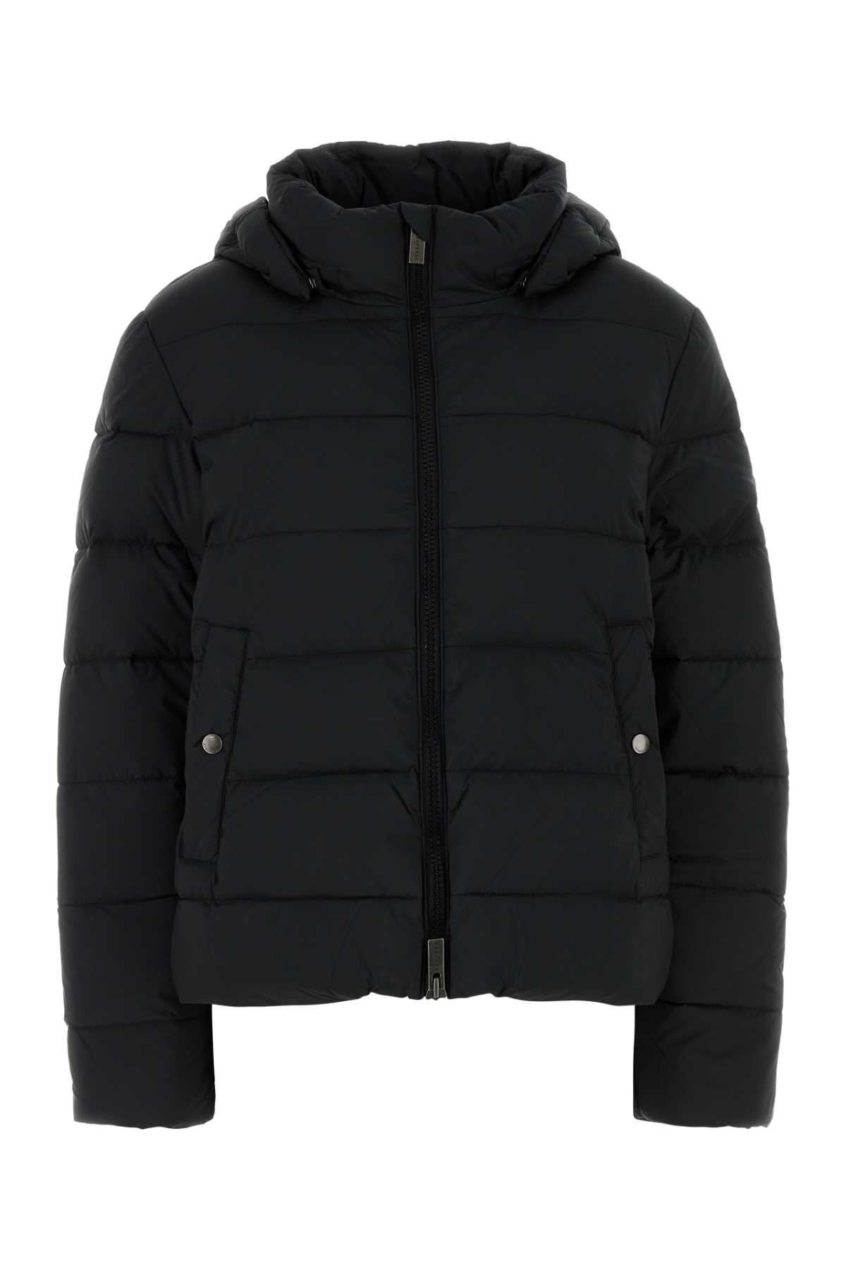 Pyrenex Hooded Long Sleeve Quilted Down Jacket In Black