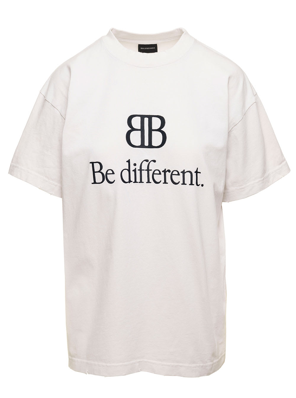 Balenciaga Be Different White Cotton T-shirt Balenciaga Woman