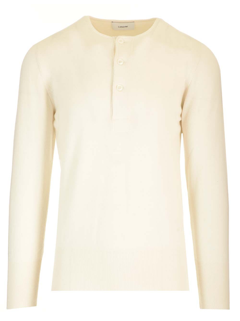 Shop Lardini Cashmere Henley Sweater In White