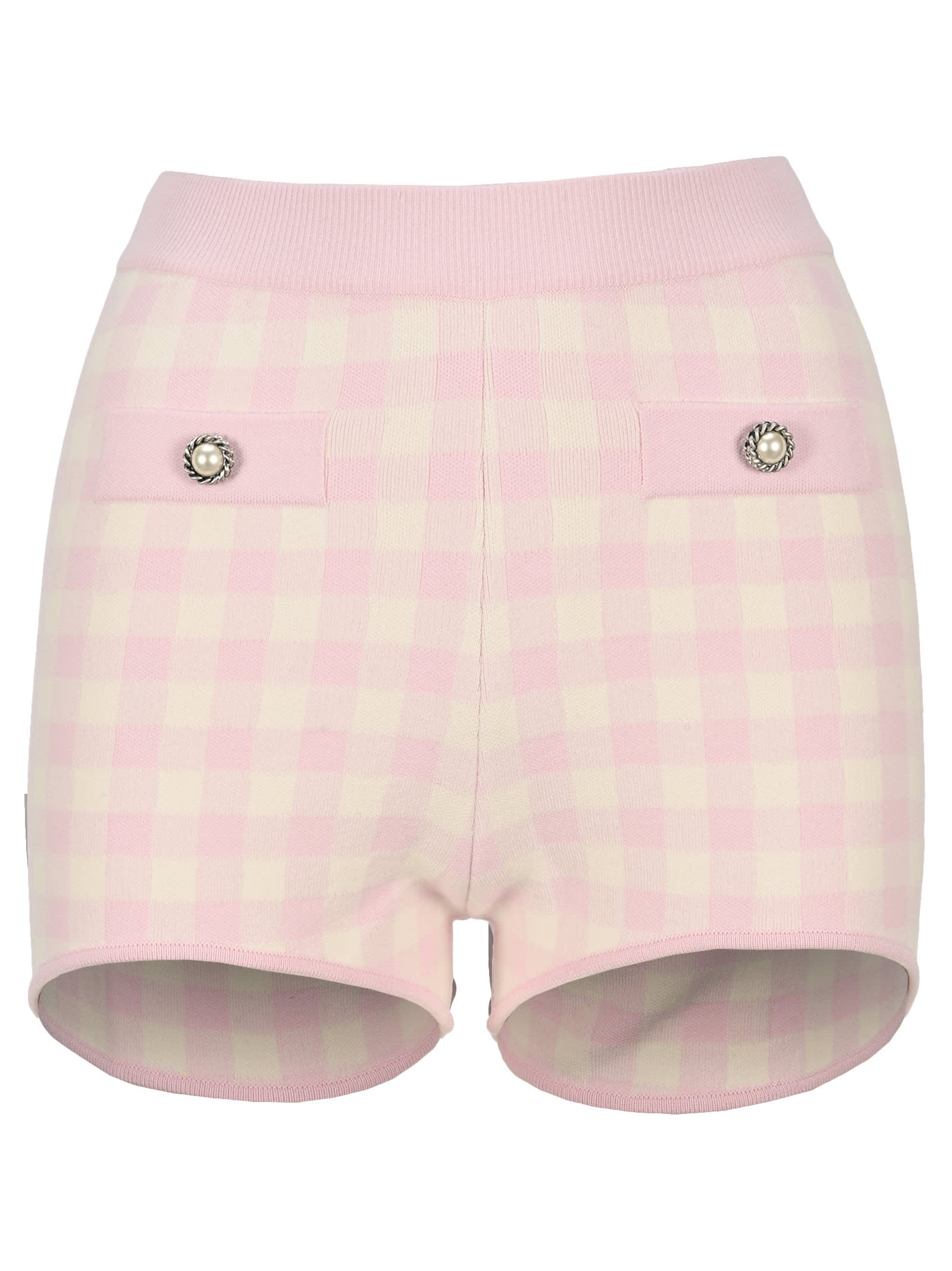 Alessandra Rich Gingham Cotton Knitted Hot Pants