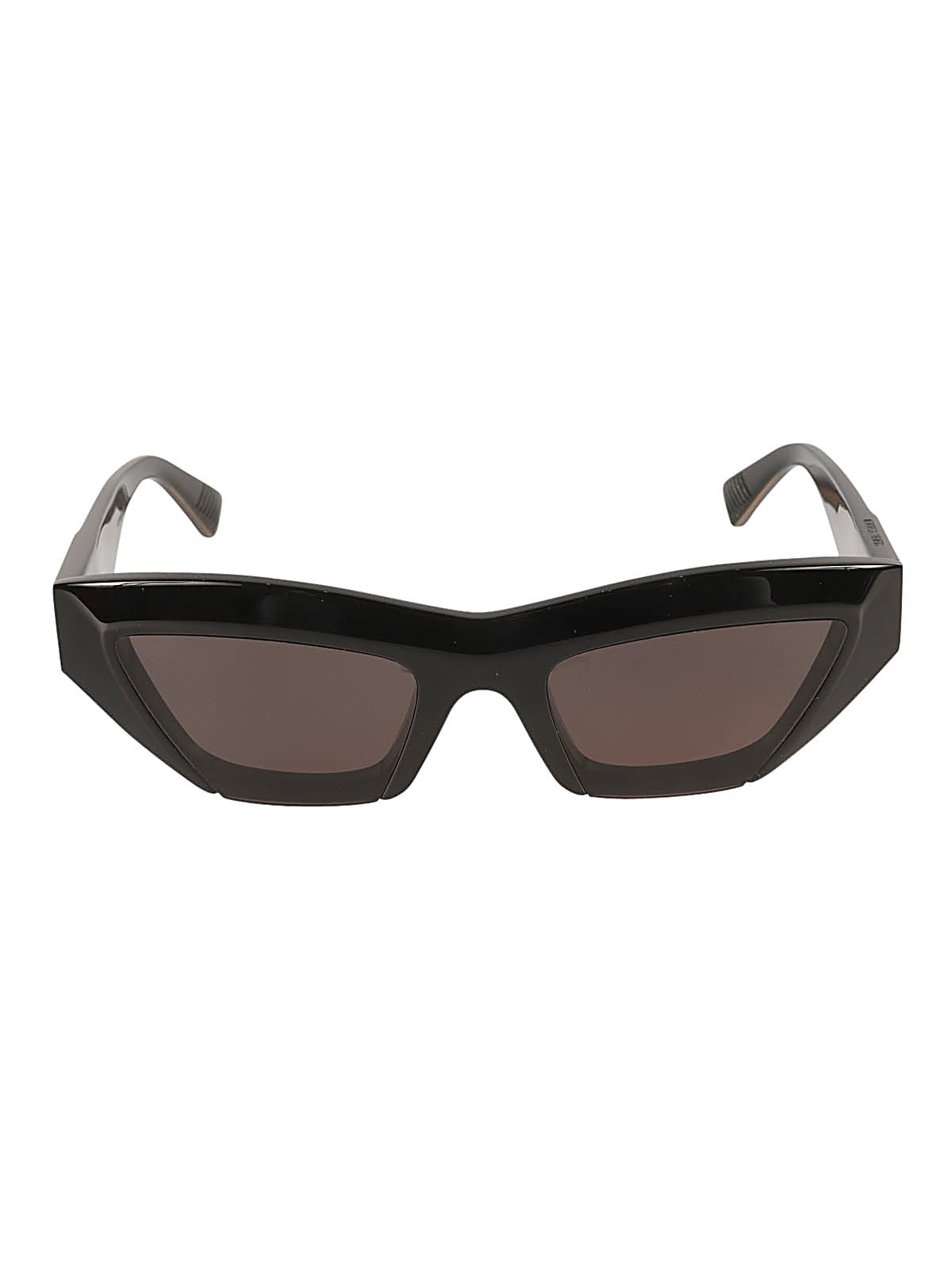 Shop Bottega Veneta Cat Eye Frame Sunglasses In Black/grey