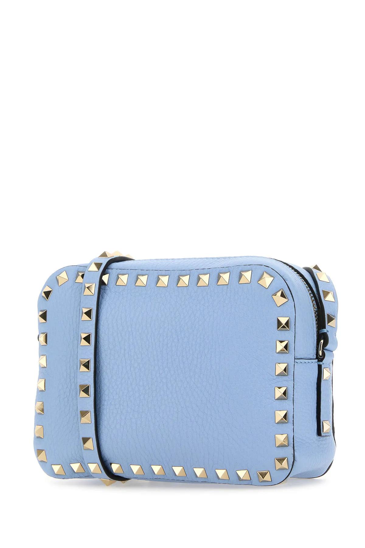 Shop Valentino Light Blue Leather Rockstud Crossbody Bag
