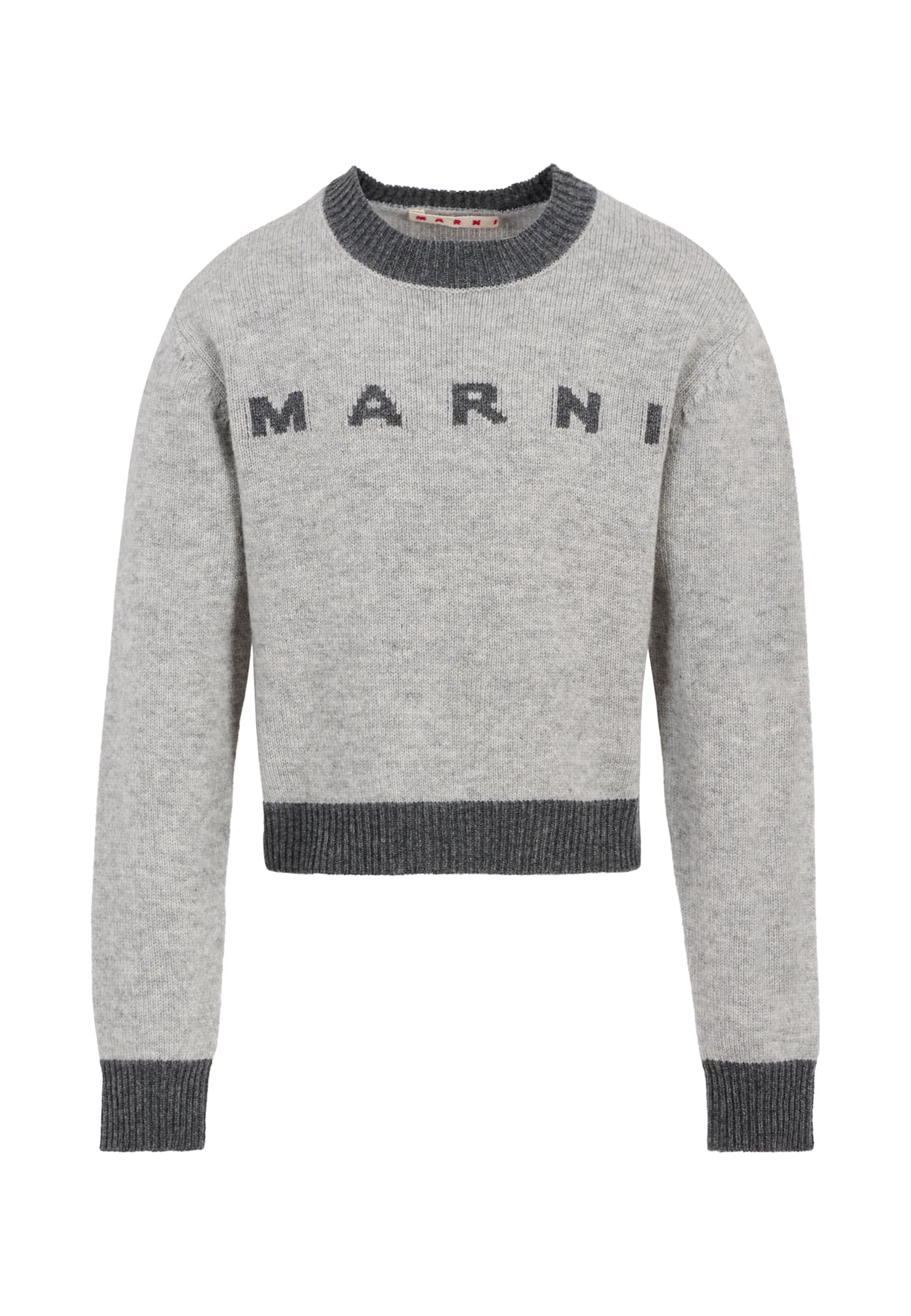 Marni Grey Sweater For Girl With Logo In Gray