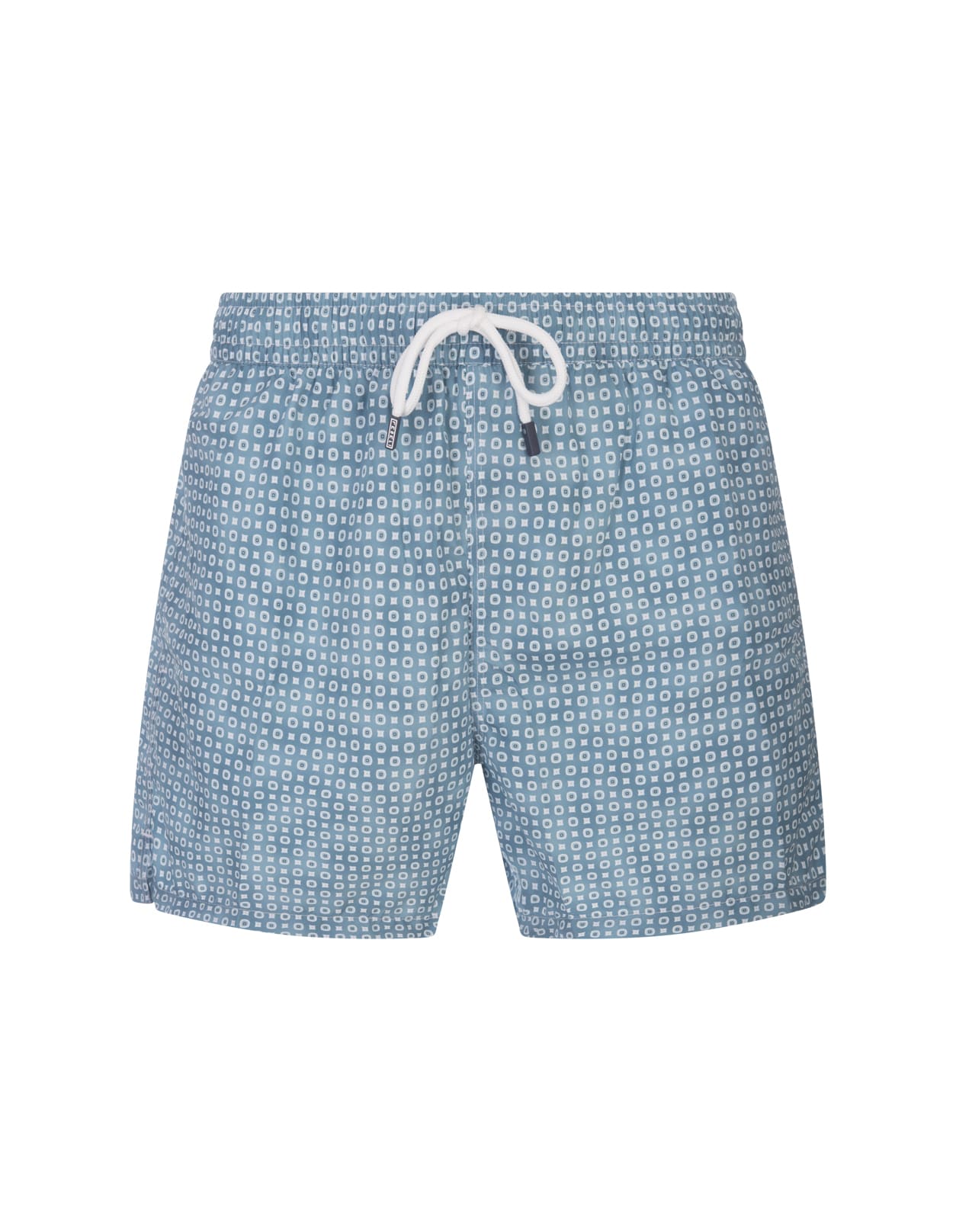 Teal Blue Swim Shorts With Micro Pattern