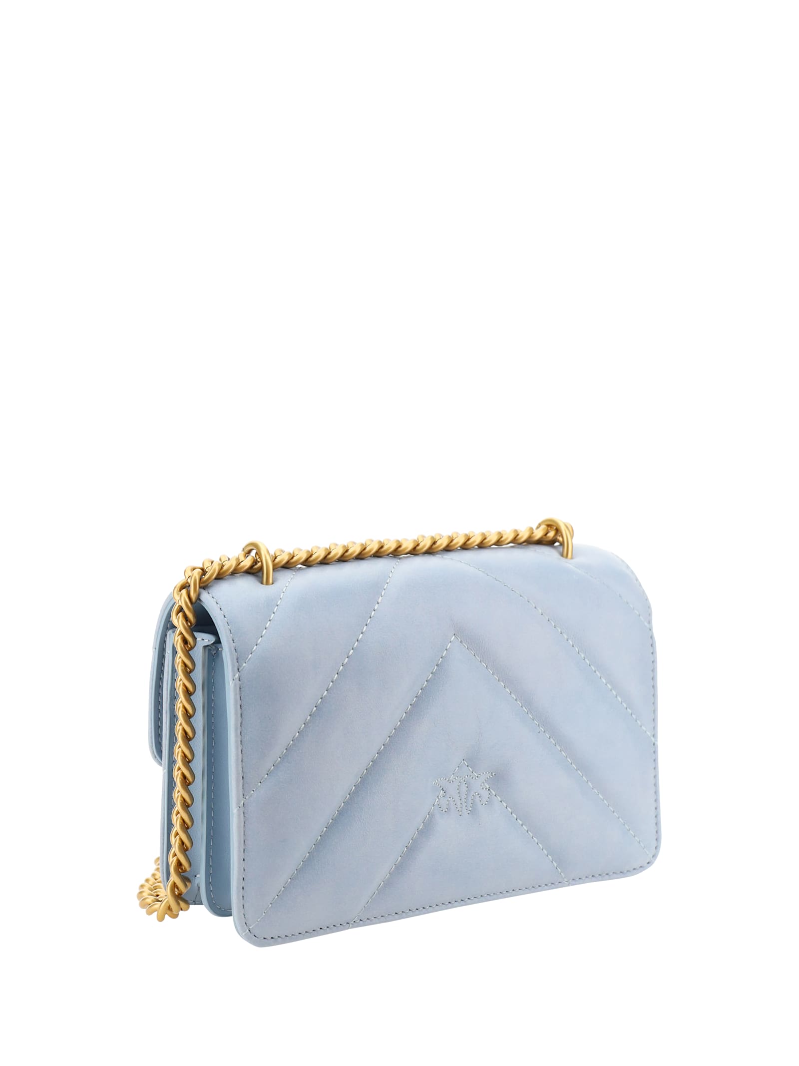 Shop Pinko Love Shoulder Bag In Light Blue-antique Gold