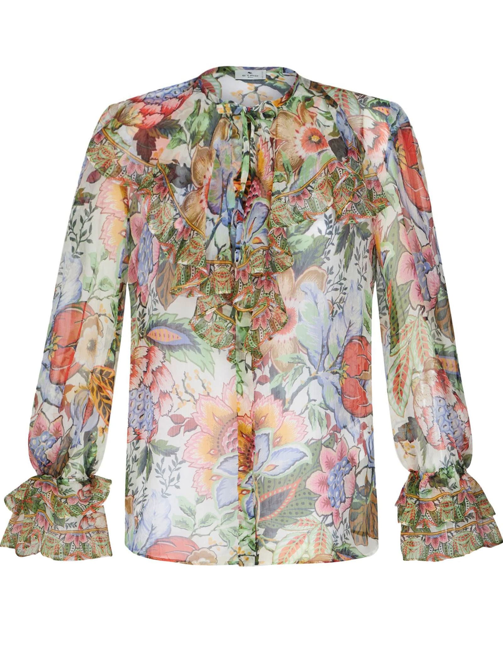 Shop Etro Relaxed-fit Silk Crepon Shirt In Multicolour