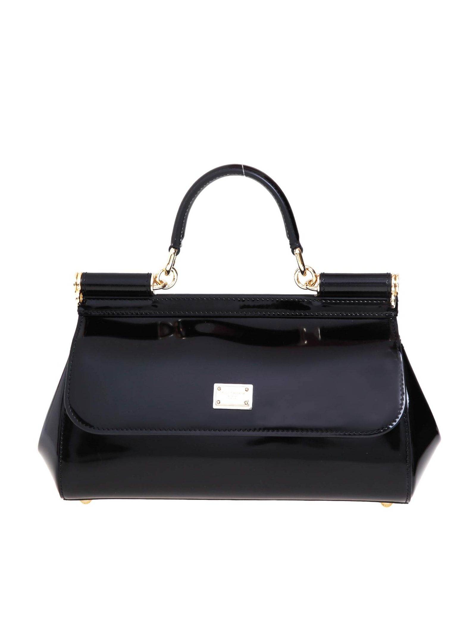 Shop Dolce & Gabbana Small Sicily Bag In Polished Leather In Black