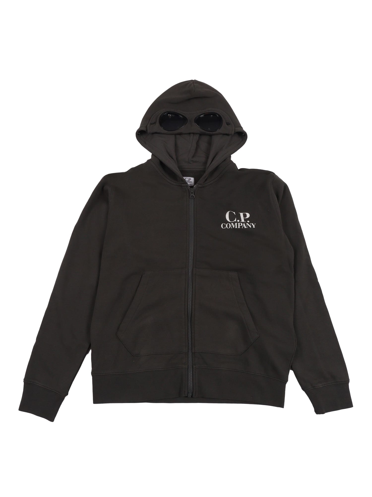 C.p. Company Undersixteen Zipped Hoodie In Black