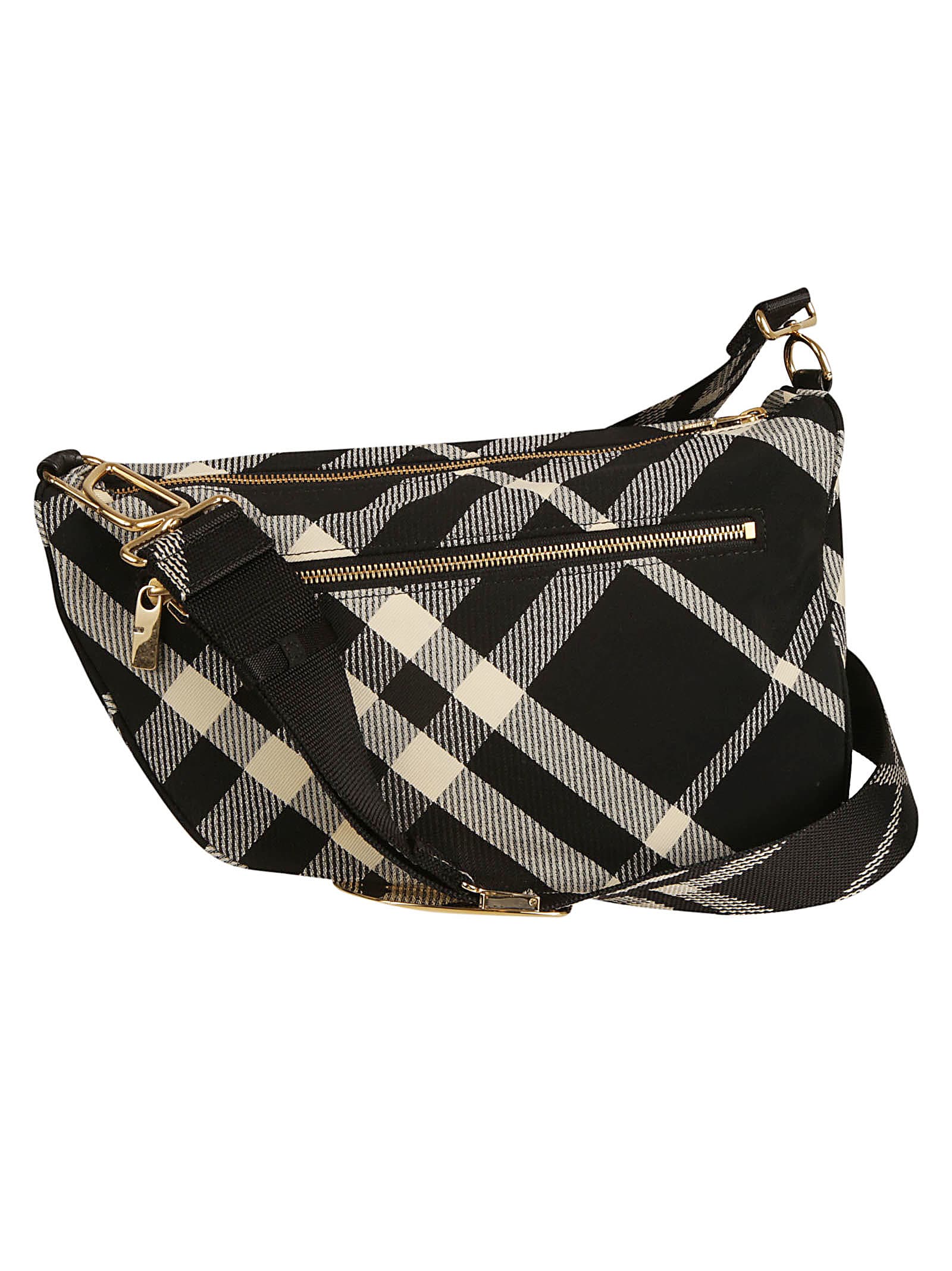 Shop Burberry Shield Messenger Crossbody Bag In Black/calico