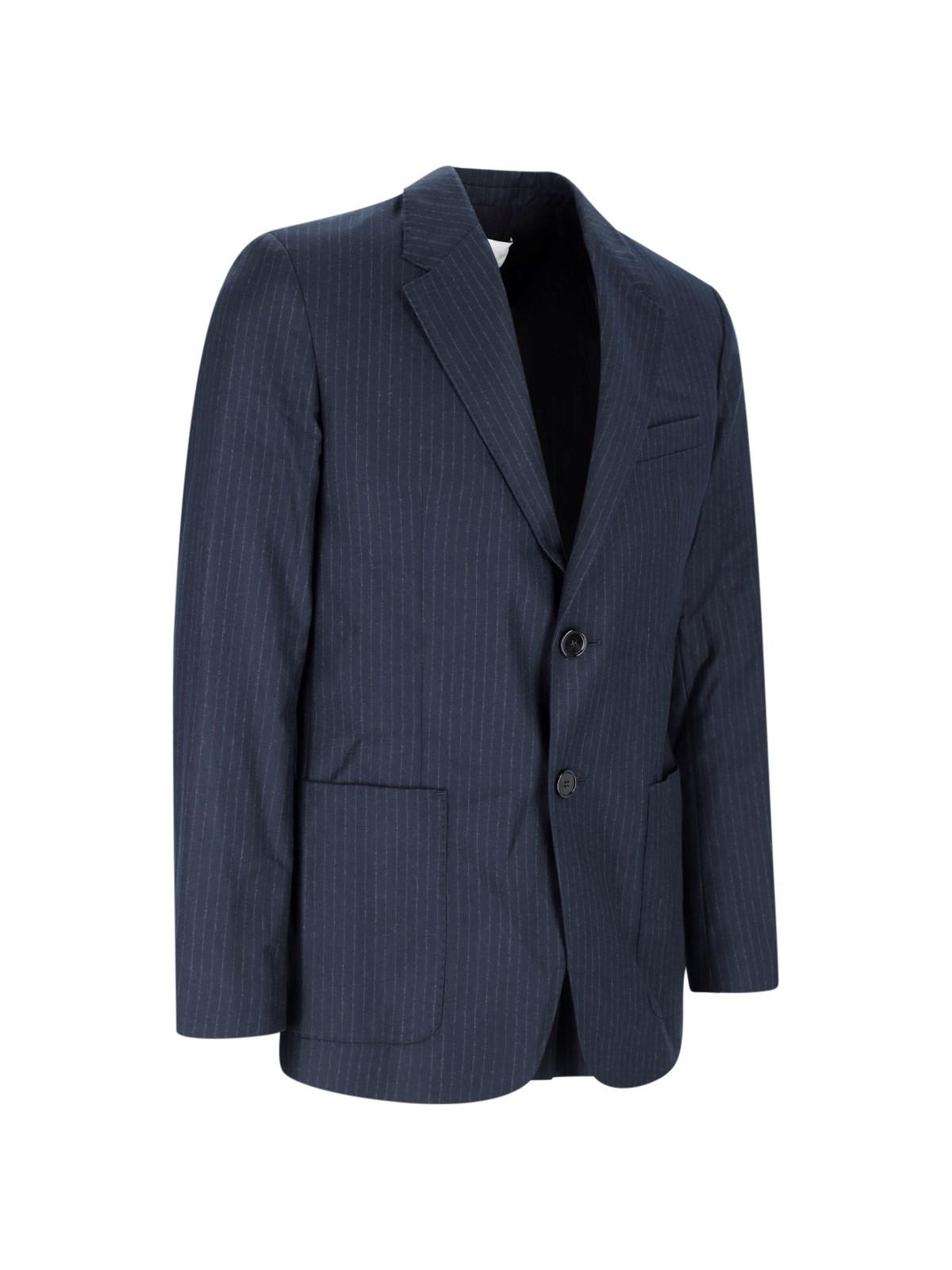 Shop Ami Alexandre Mattiussi Single-breasted Blazer In Night Blue/ivory