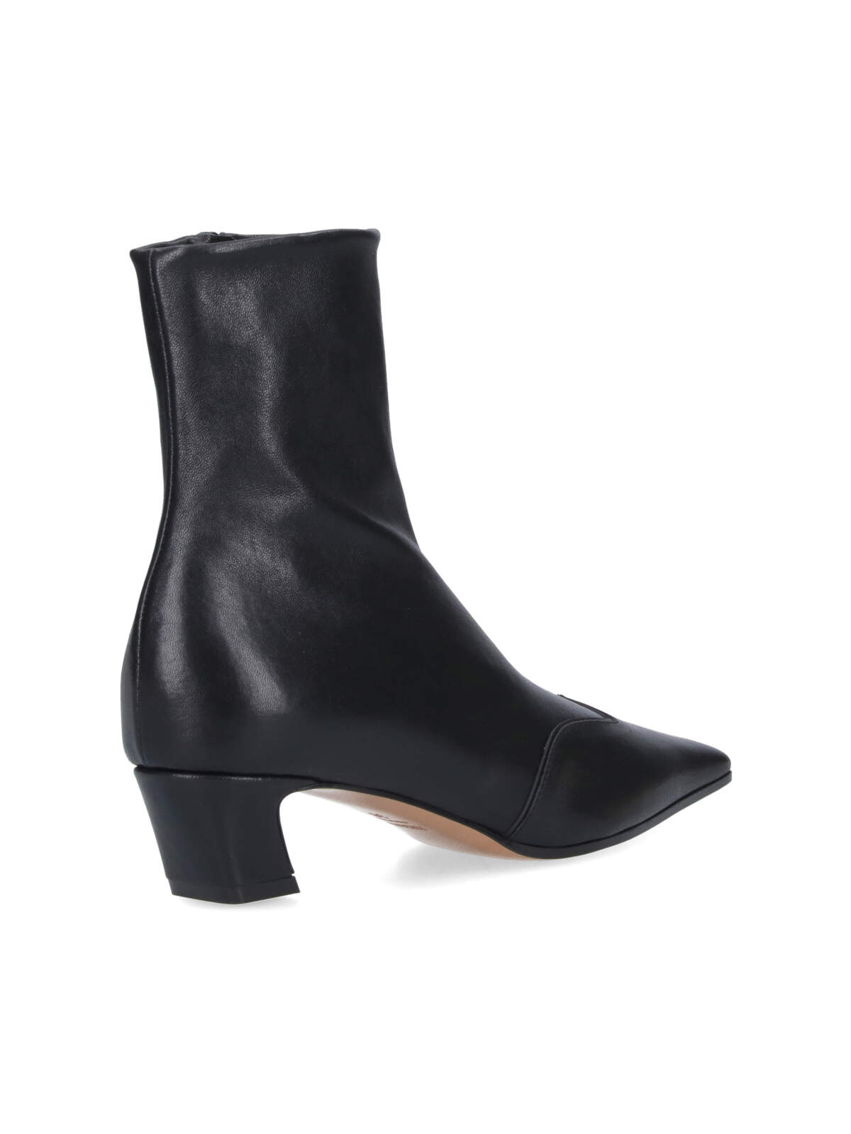 Khaite Square Toe Leather Ankle Boots With Geometric Heel