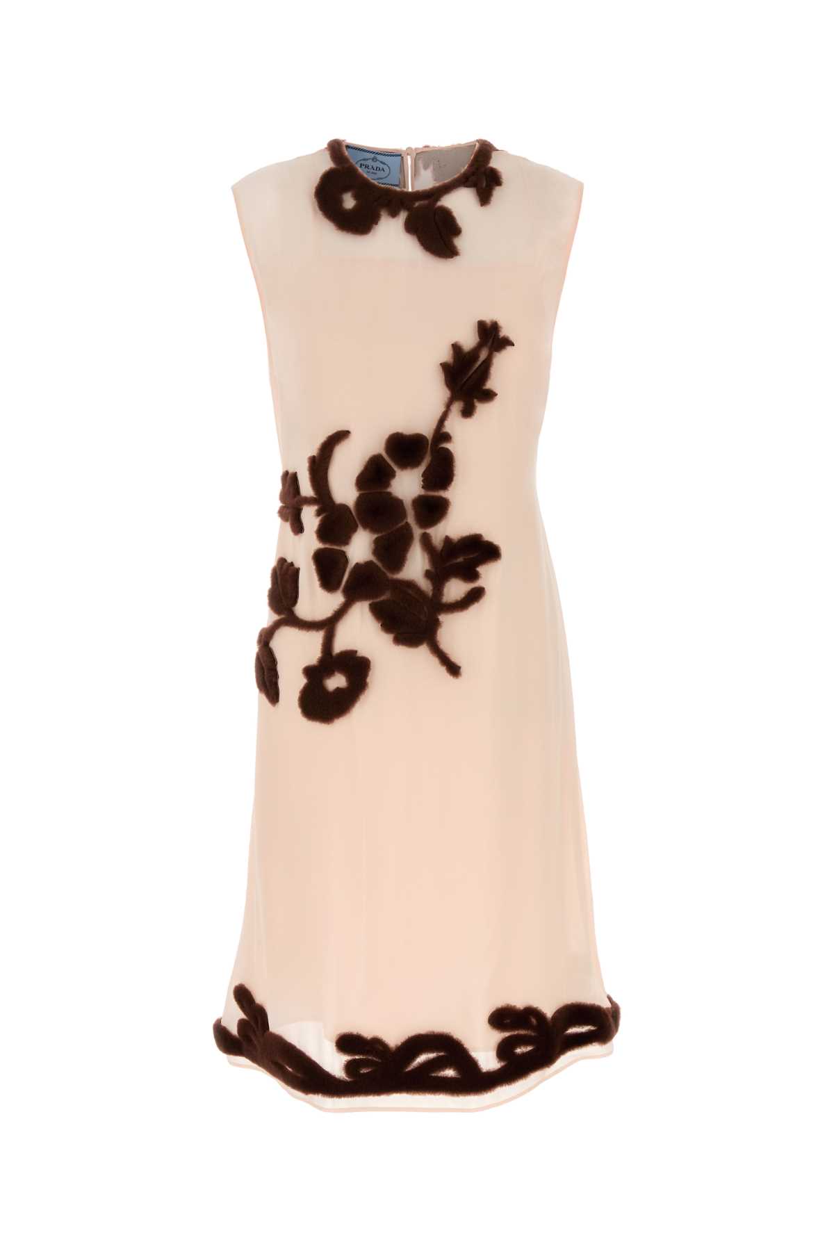 Shop Prada Ivory Georgette Dress In Cacao