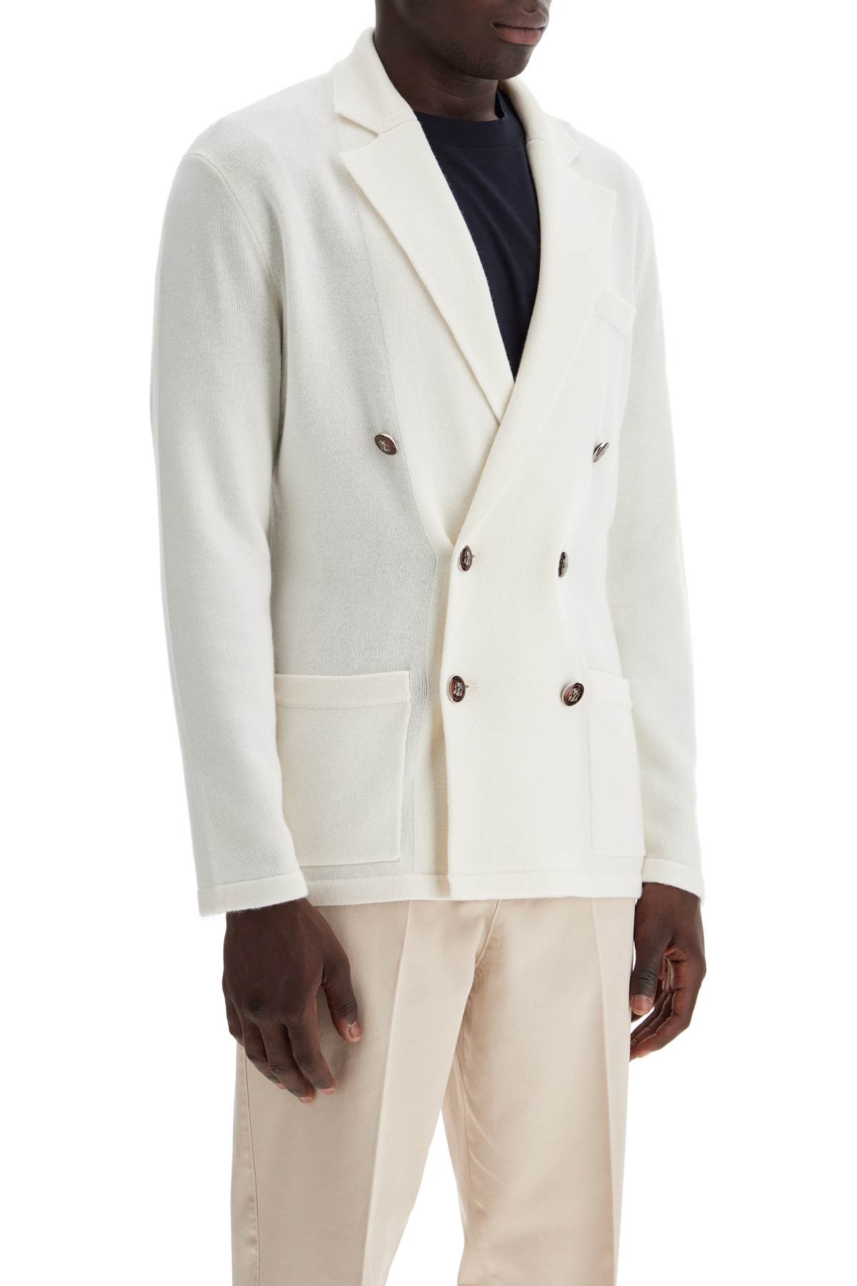 Shop Brunello Cucinelli Double-breasted Cashmere Cardigan In Panama (white)