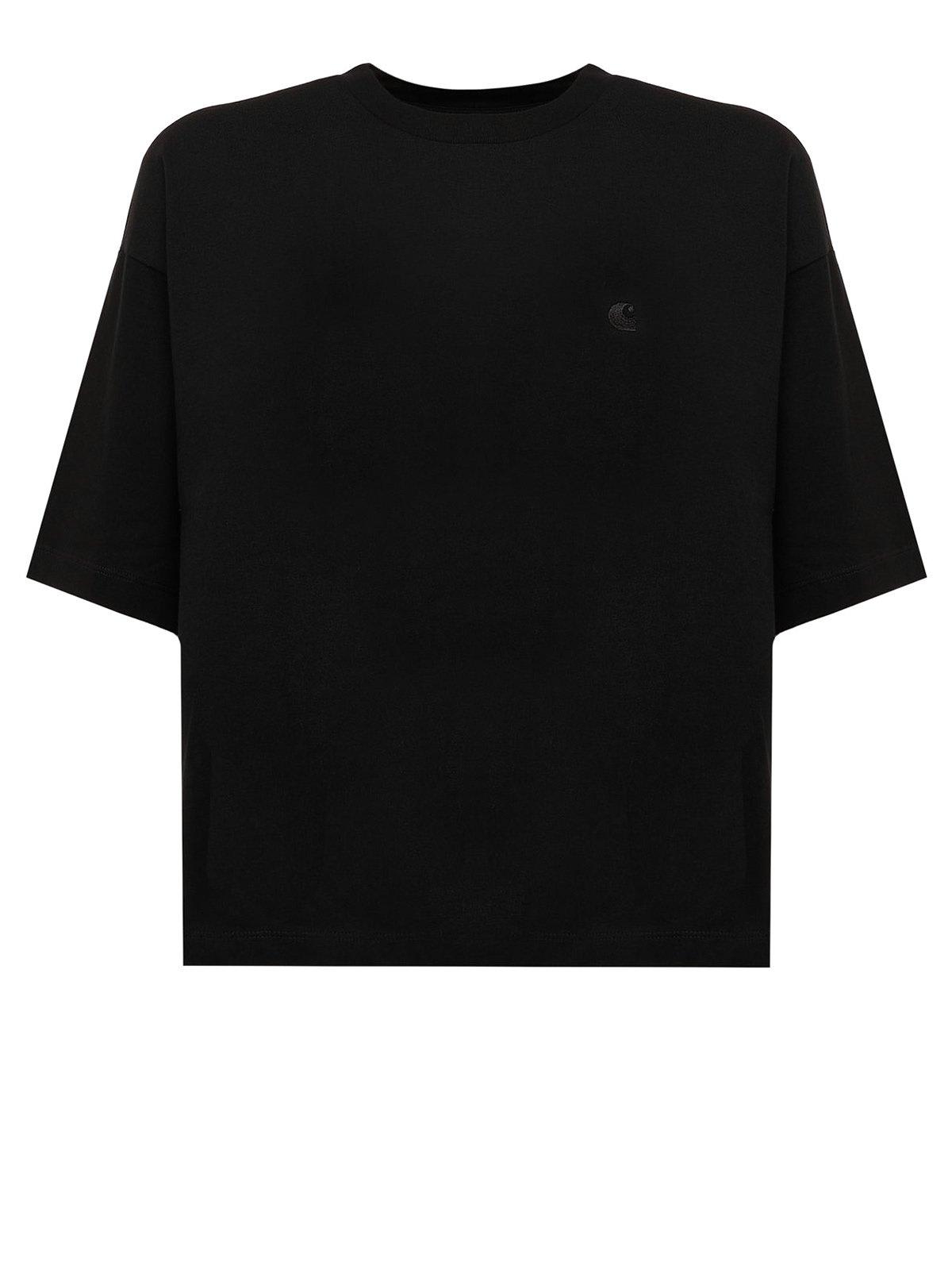 Carhartt Logo Embroidered Crewneck T-shirt In Black
