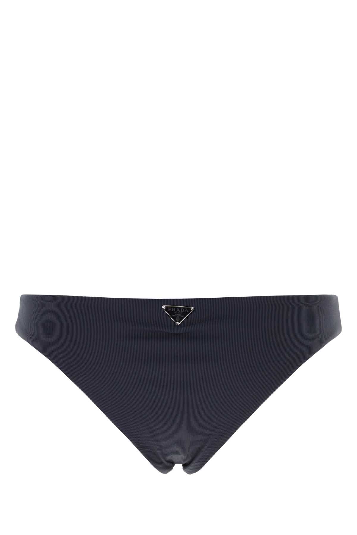 Shop Prada Navy Blue Stretch Nylon Bikini Bottom In Bleu