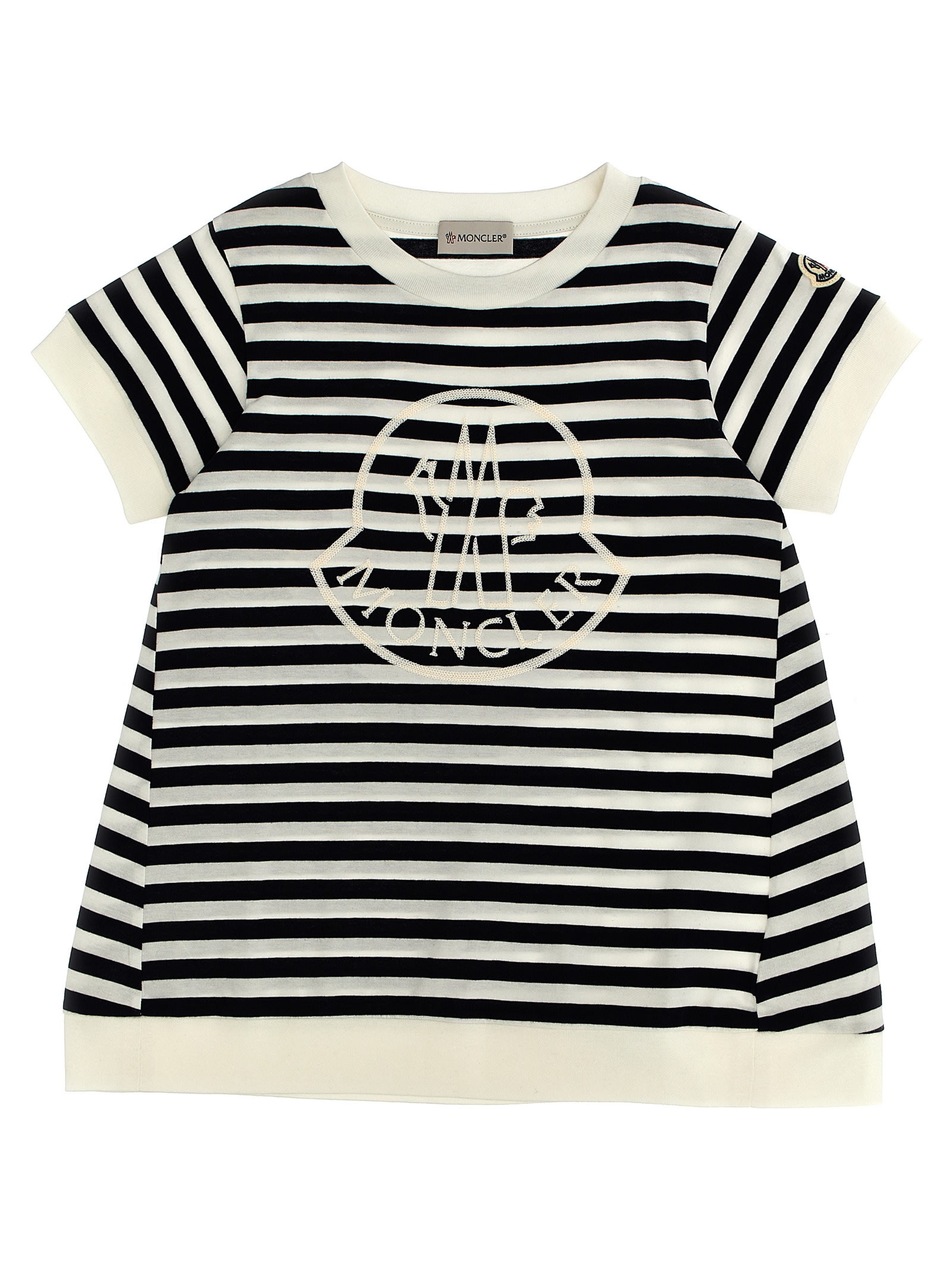 Moncler Kids' Logo Embroidery Striped T-shirt In Multicolor