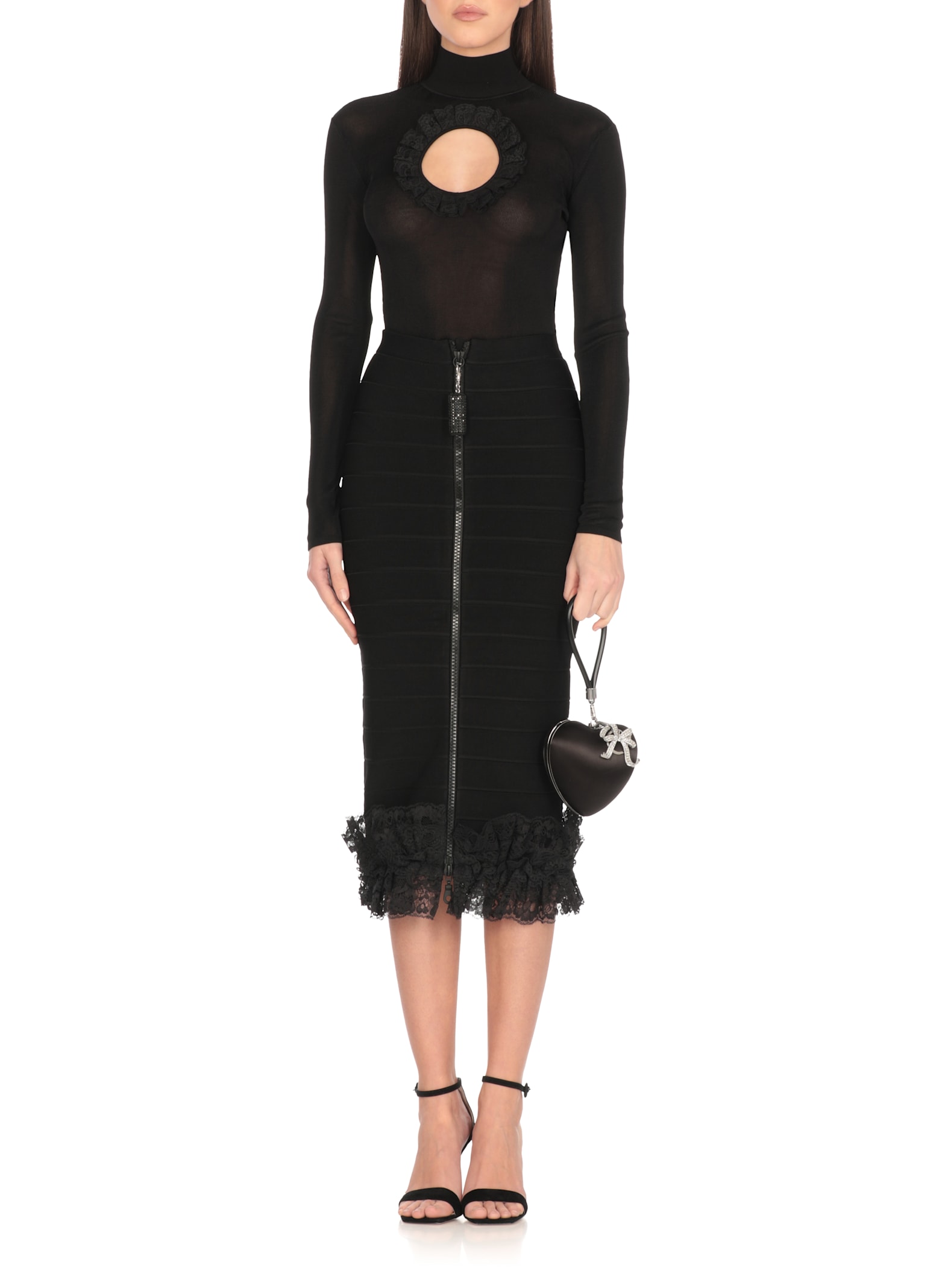 Self-portrait X Christopher Kane Lace-trimmed Midi Skirt