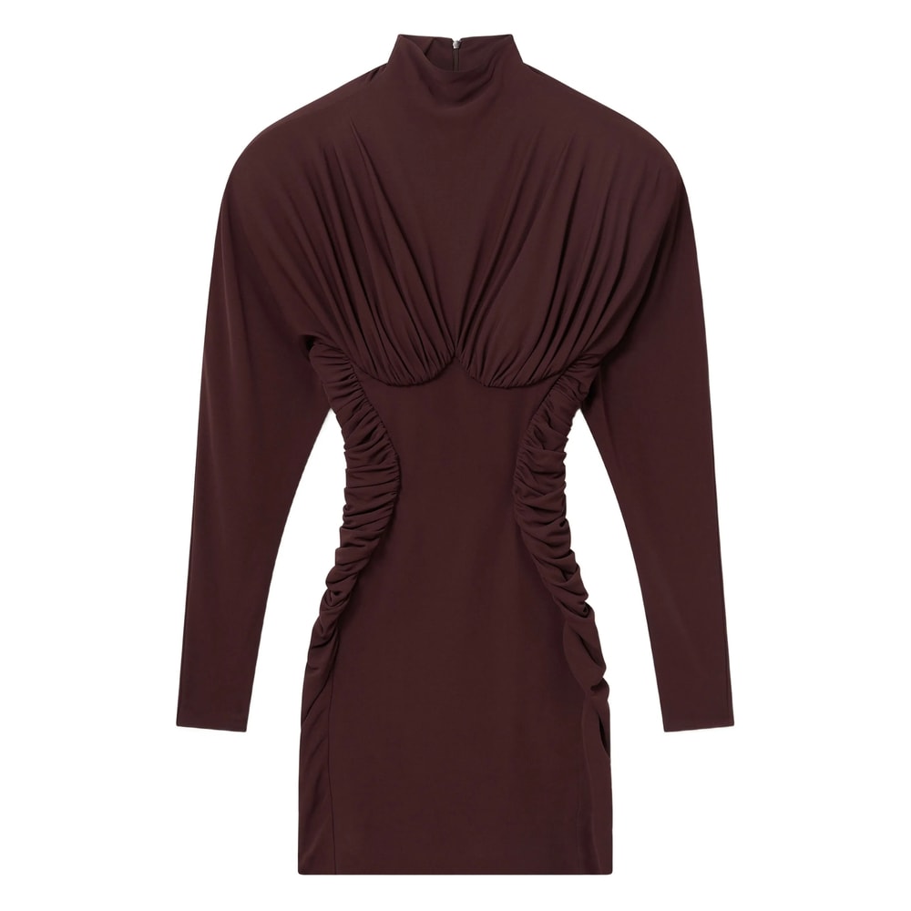 Stella Mccartney Pleated Mini Dress In Brown