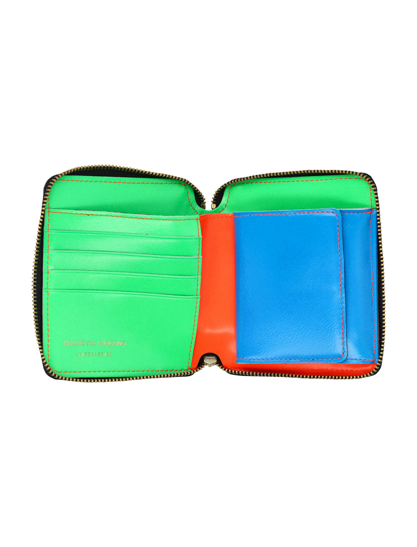 Comme Des Garçons Super Fluo Zip Around Wallet In Orange