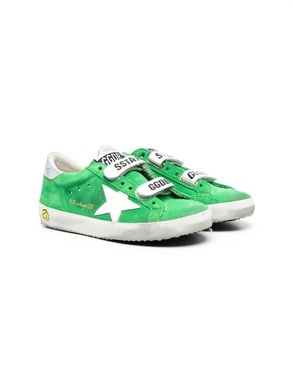 Golden Goose Green Sneakers With Tears