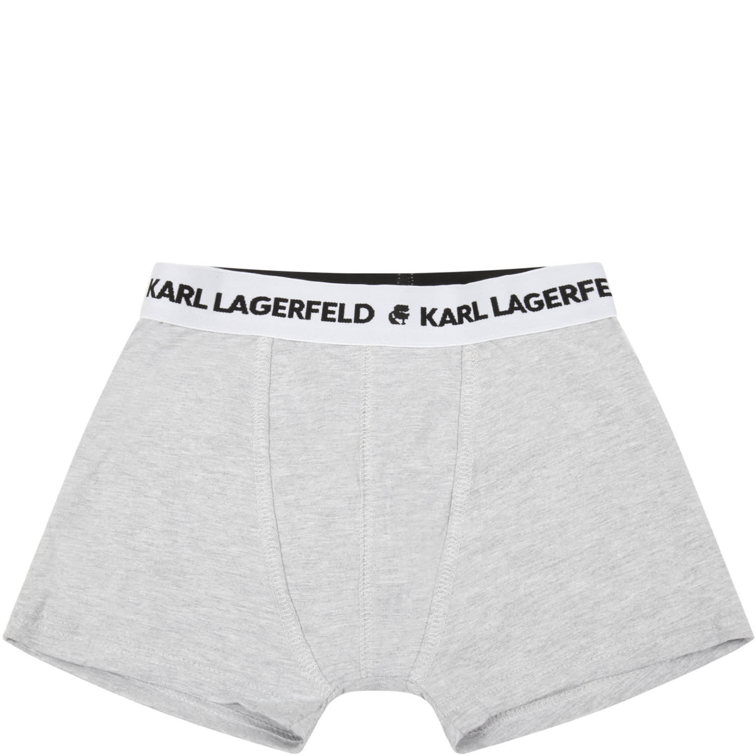 Shop Karl Lagerfeld Gray Set For Boy With Black Logo In Grey