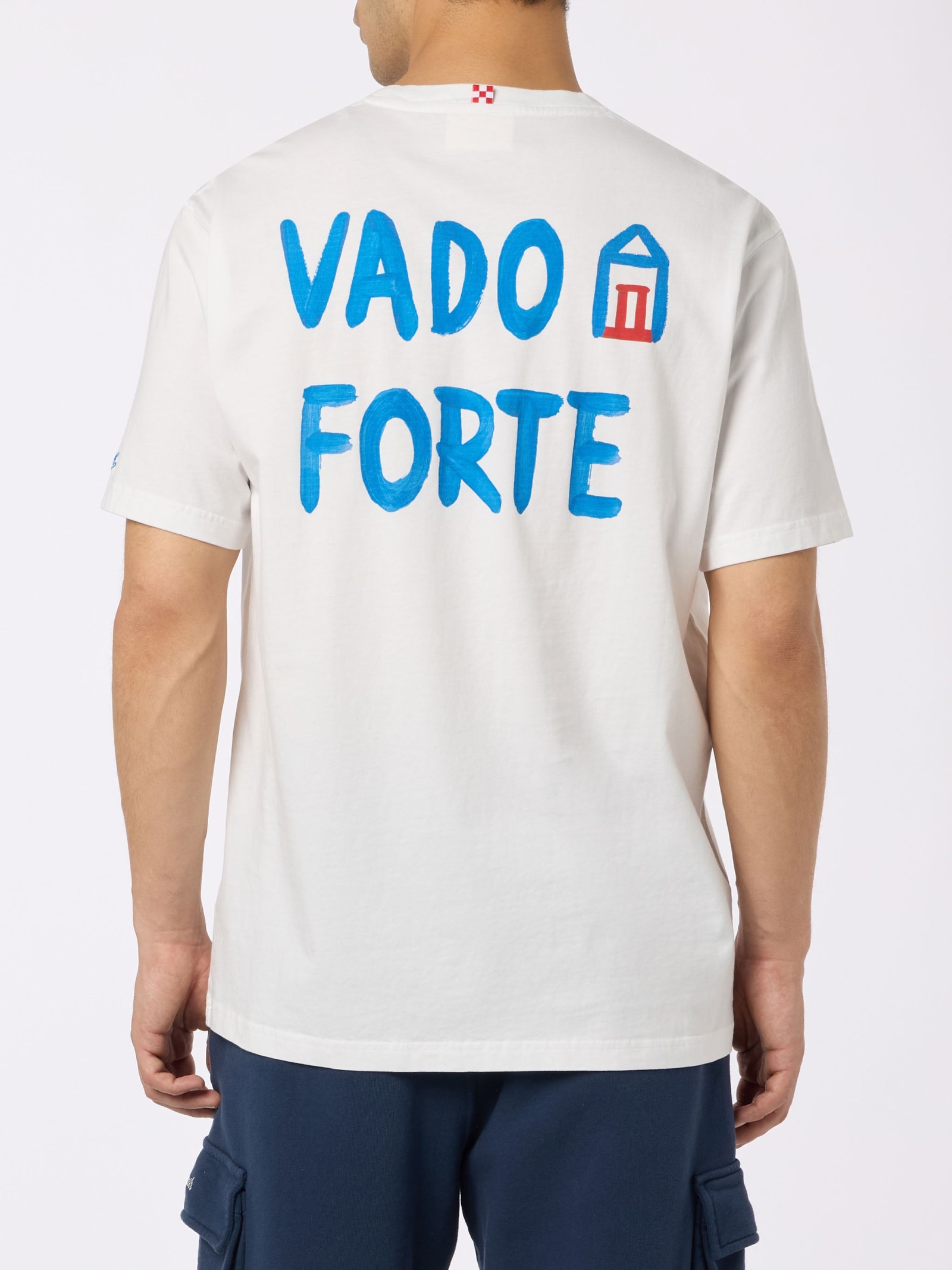Shop Mc2 Saint Barth Man Classic Fit Cotton Jersey T-shirt Portofino With Vado A Forte Print Alle Boe Special Edition In White