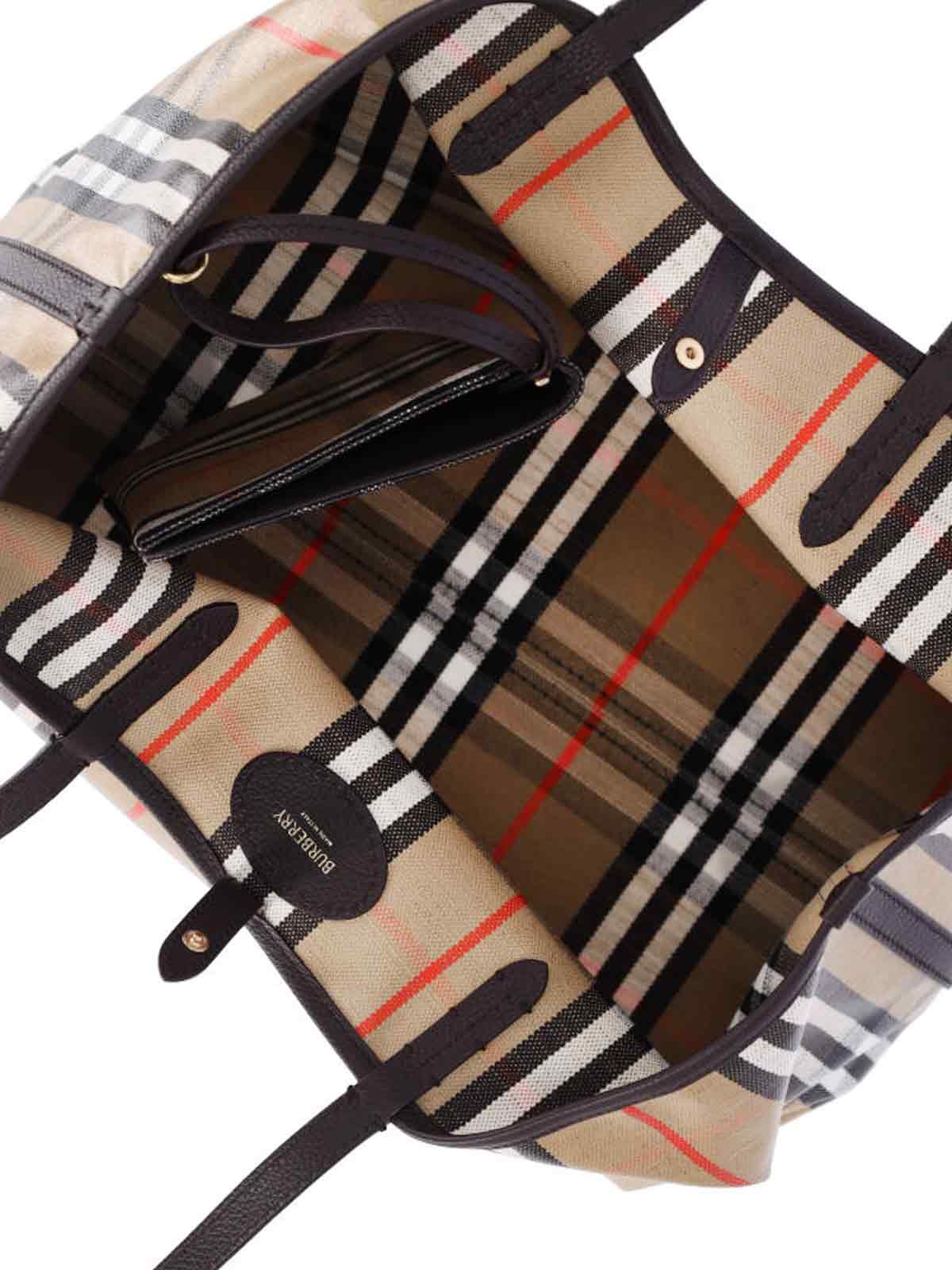 Burberry Medium Tote Bag Highlands Rectangular Check In Sand