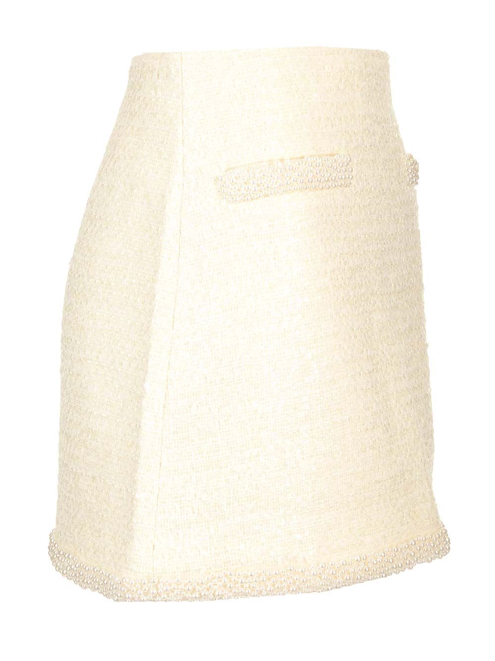 Self-portrait Bouclé Pearl Trim Mini Skirt