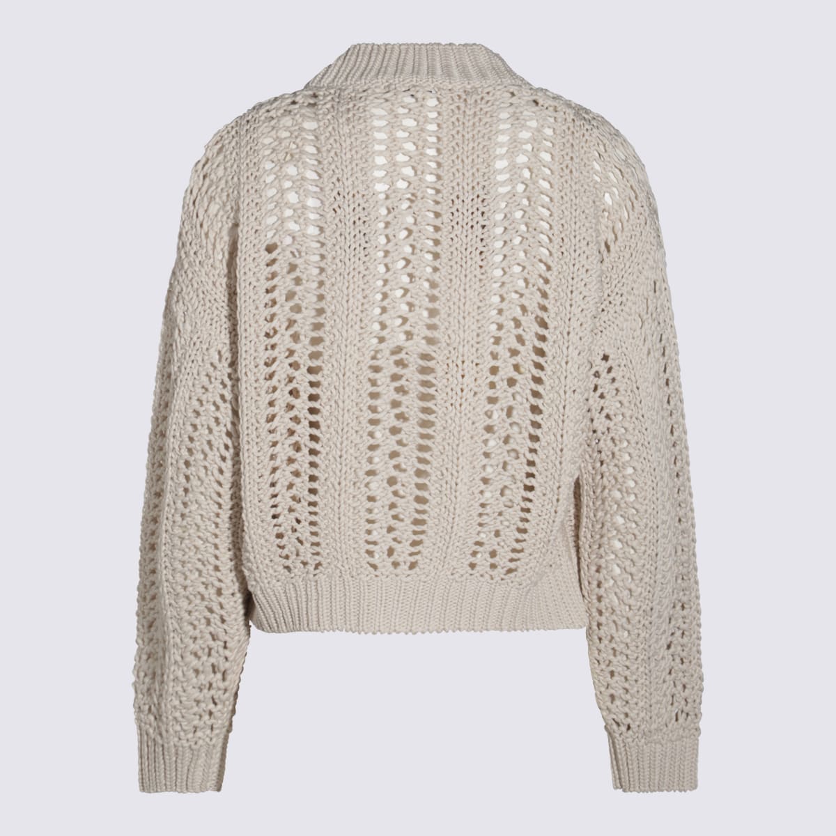 Brunello Cucinelli Sequin-detail Open-knit Cardigan In Beige