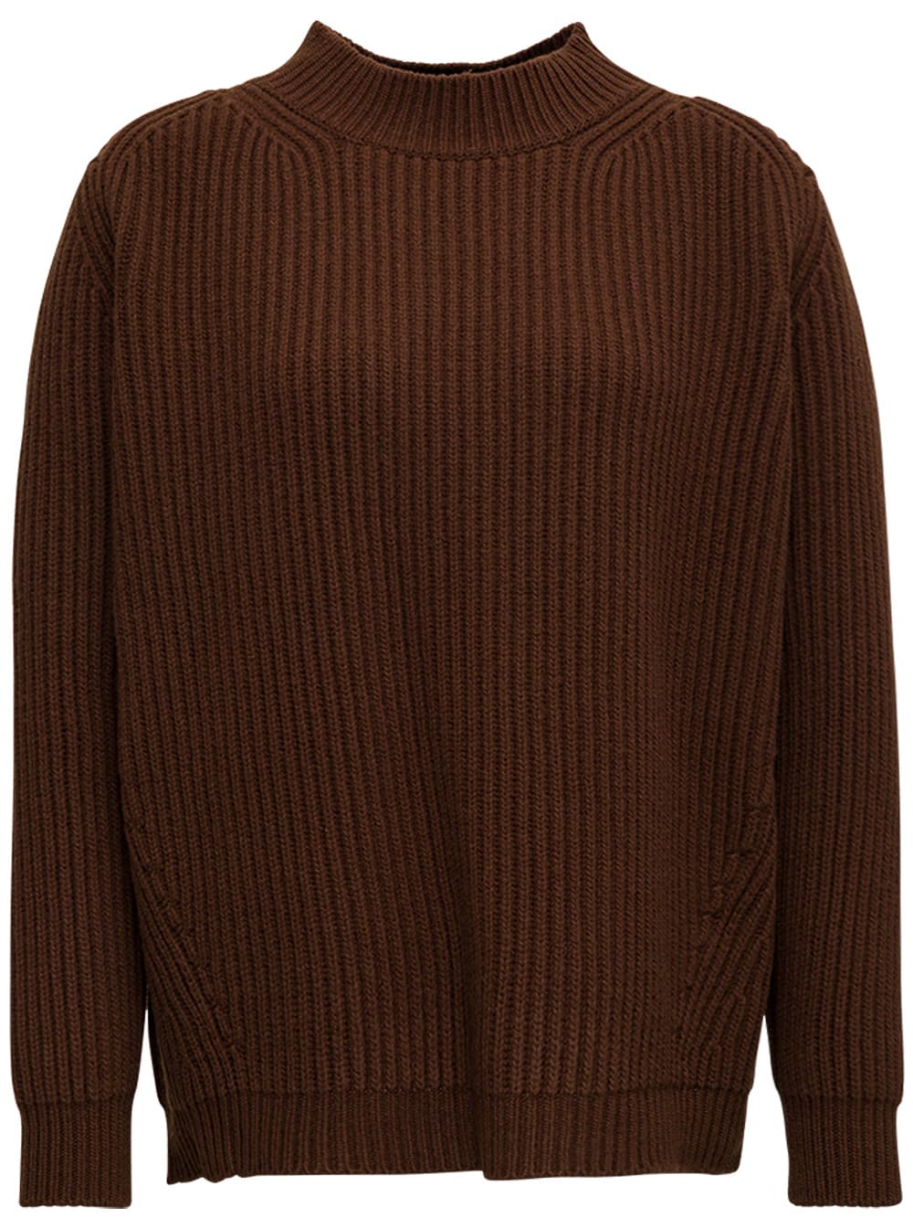 Andamane Brown Ribbed Wool And Cashmere Sweater