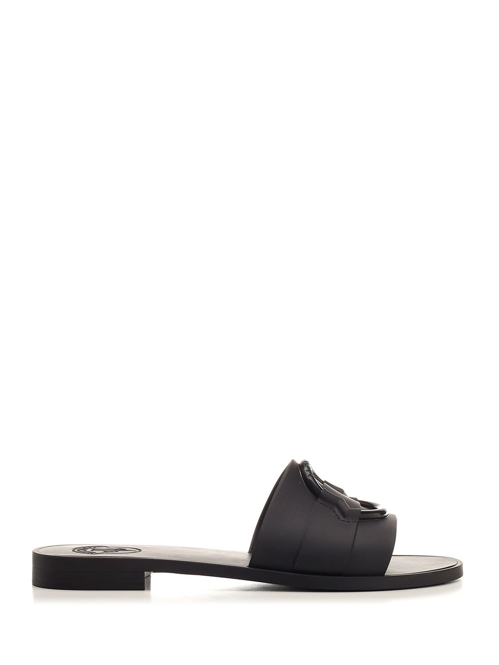 Shop Moncler Black Mon Flat Sandal