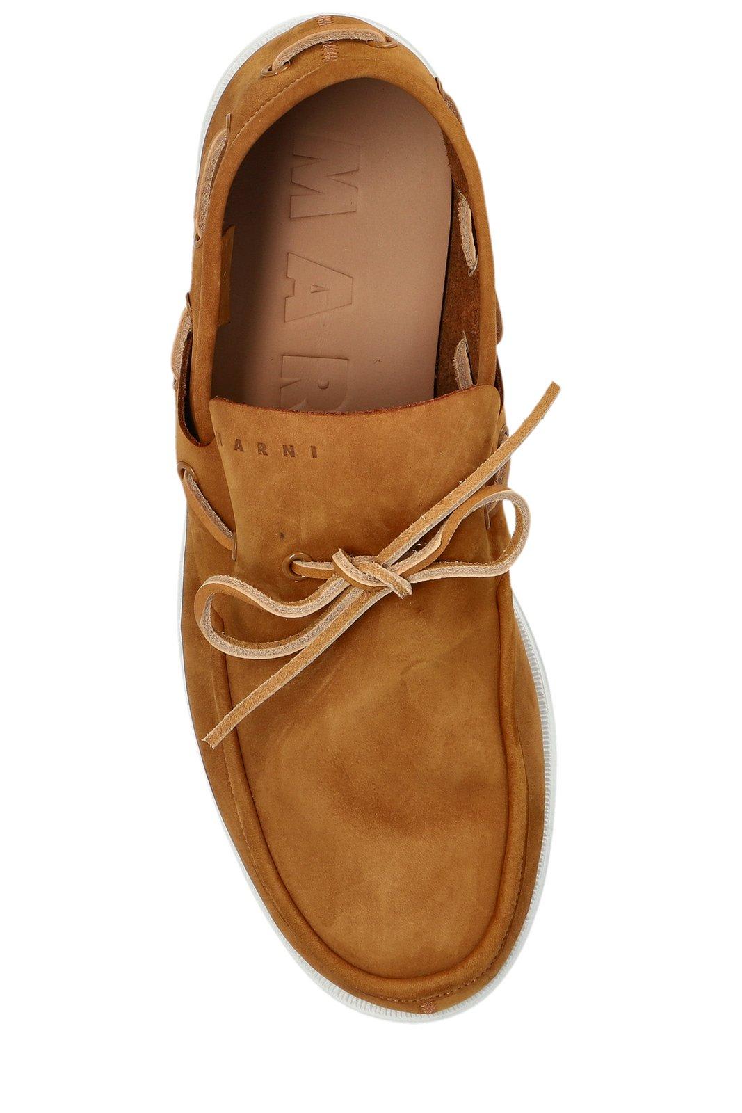 Shop Marni Round-toe Lace-up Loafers In Tobacco