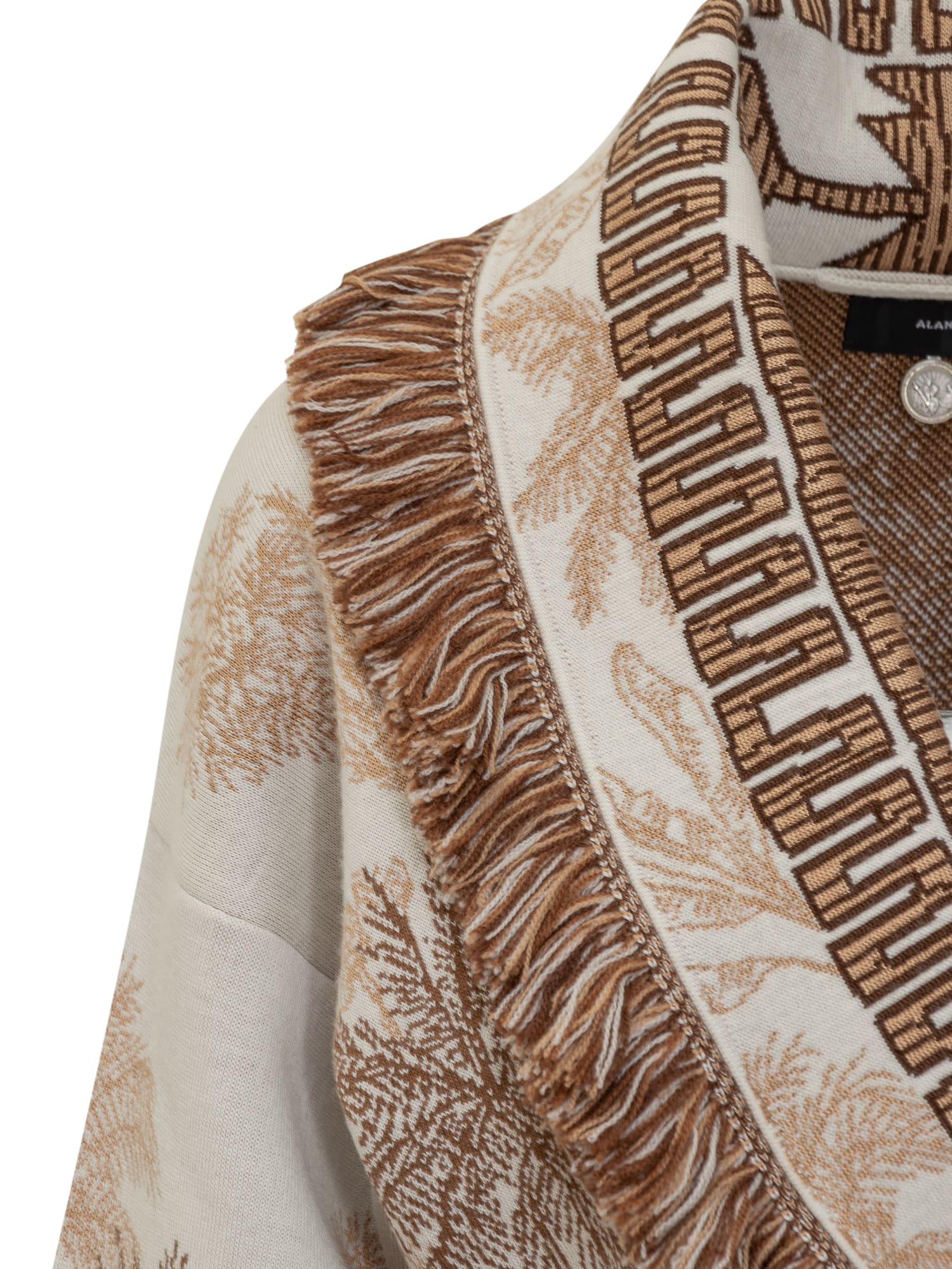 Alanui Jungle Toile De Jouy Wool Blend Cardigan In Chalk-almo