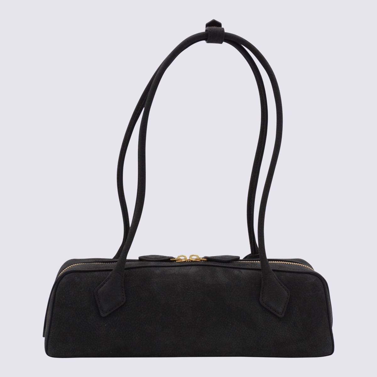 Alaïa Black Leather Teckel Medium Shoulder Bag In Gray