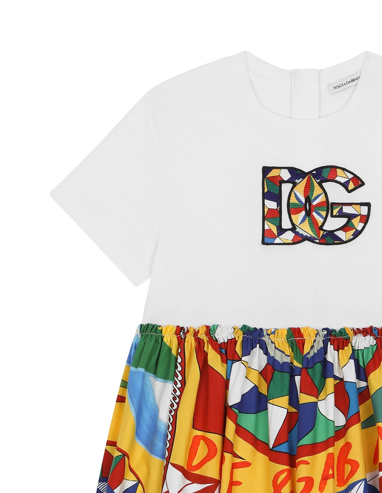 Shop Dolce & Gabbana Jersey And Poplin Dress With Cart Print In Multicolour