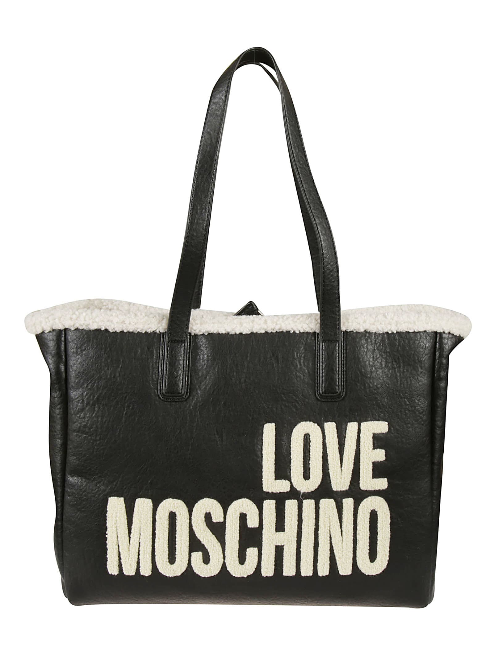 Love Moschino Fur Trimmed Logo Tote