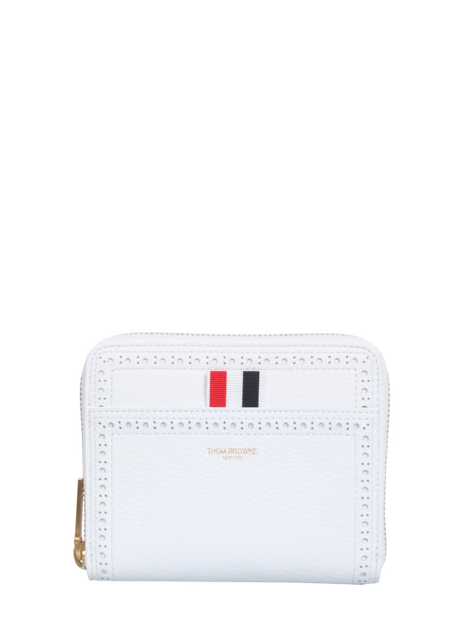 Thom Browne Zipped Compact Wallet In White