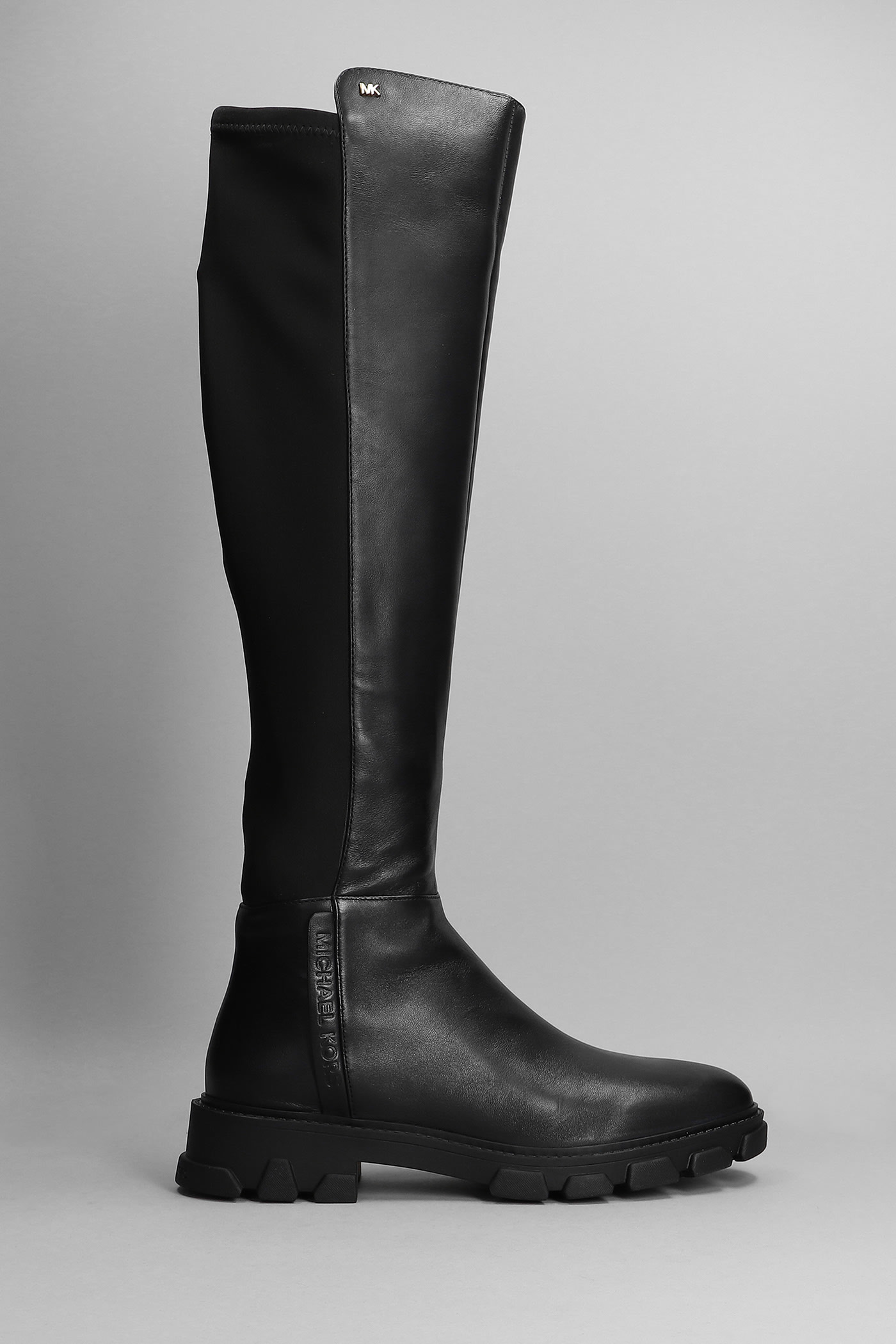 MICHAEL KORS RIDLEY LOW HEELS BOOTS IN BLACK LEATHER