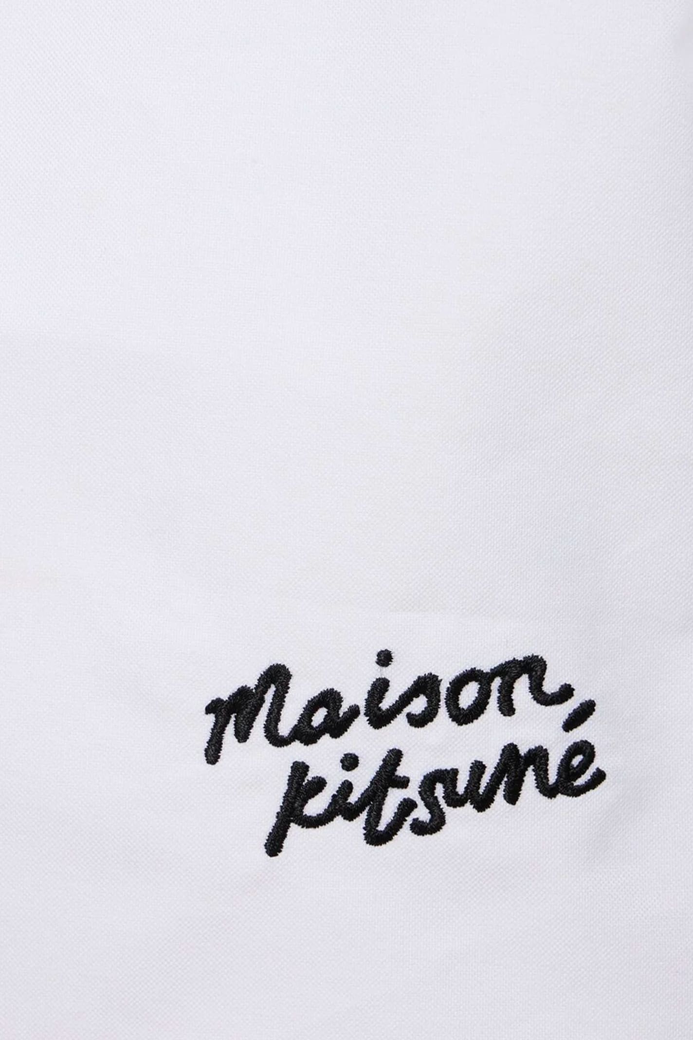 Shop Maison Kitsuné Handwritting Casual Bd Shirt White Cotton Long Sleeves Shirt With Logo Embroidery - Handwriting Casu In Bianco