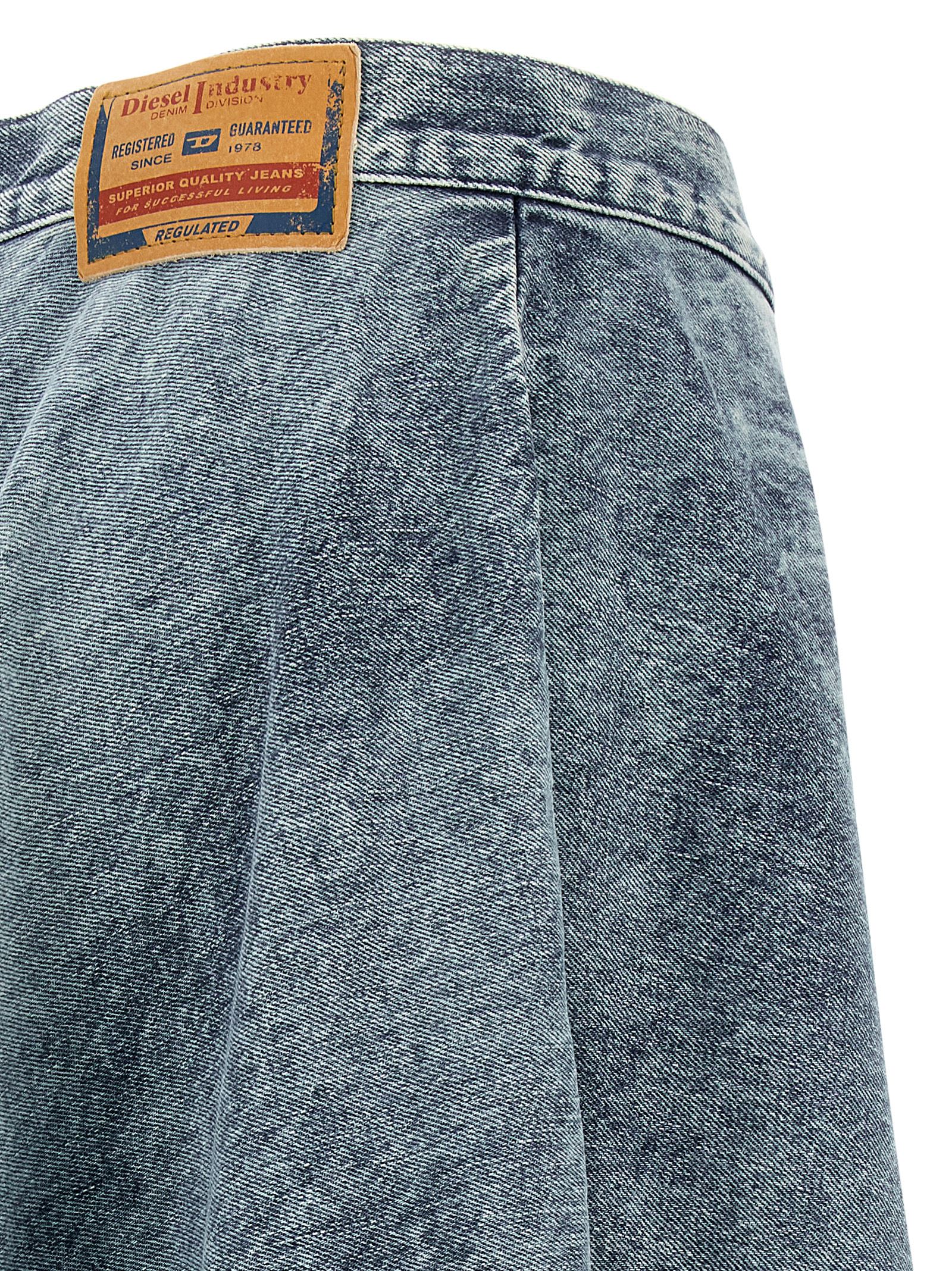 Diesel Back Patch Detail Skirt With Belt Loops In Blue