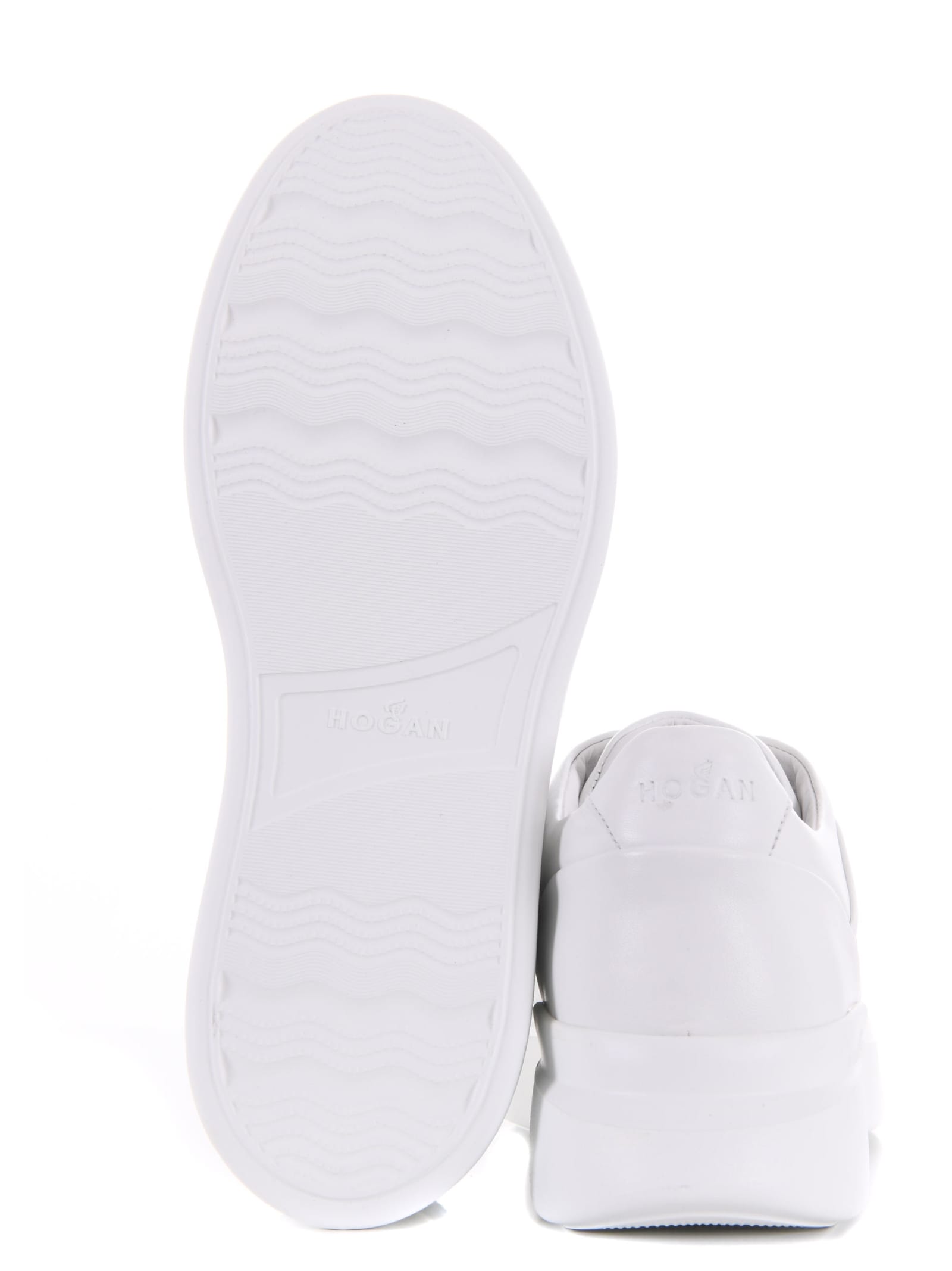 Shop Hogan Slip-on Sneakers In Leather In Bianco